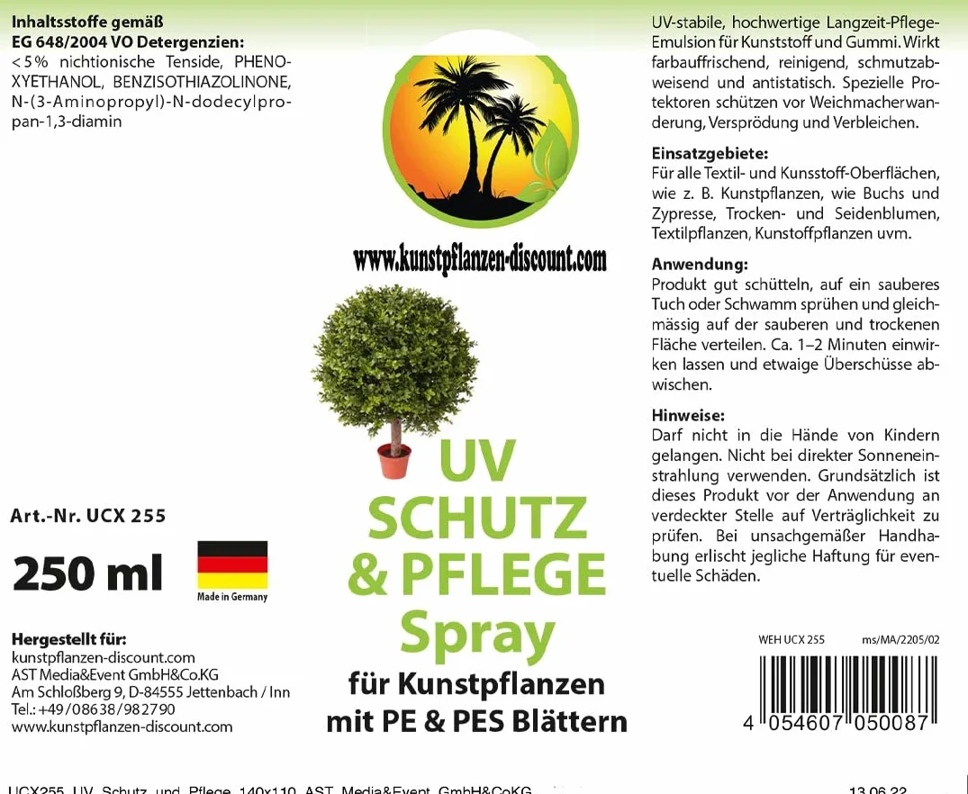 Spray z ochroną UV 250ml Emulsja do pielęgnacji sztucznych roślin PE PES