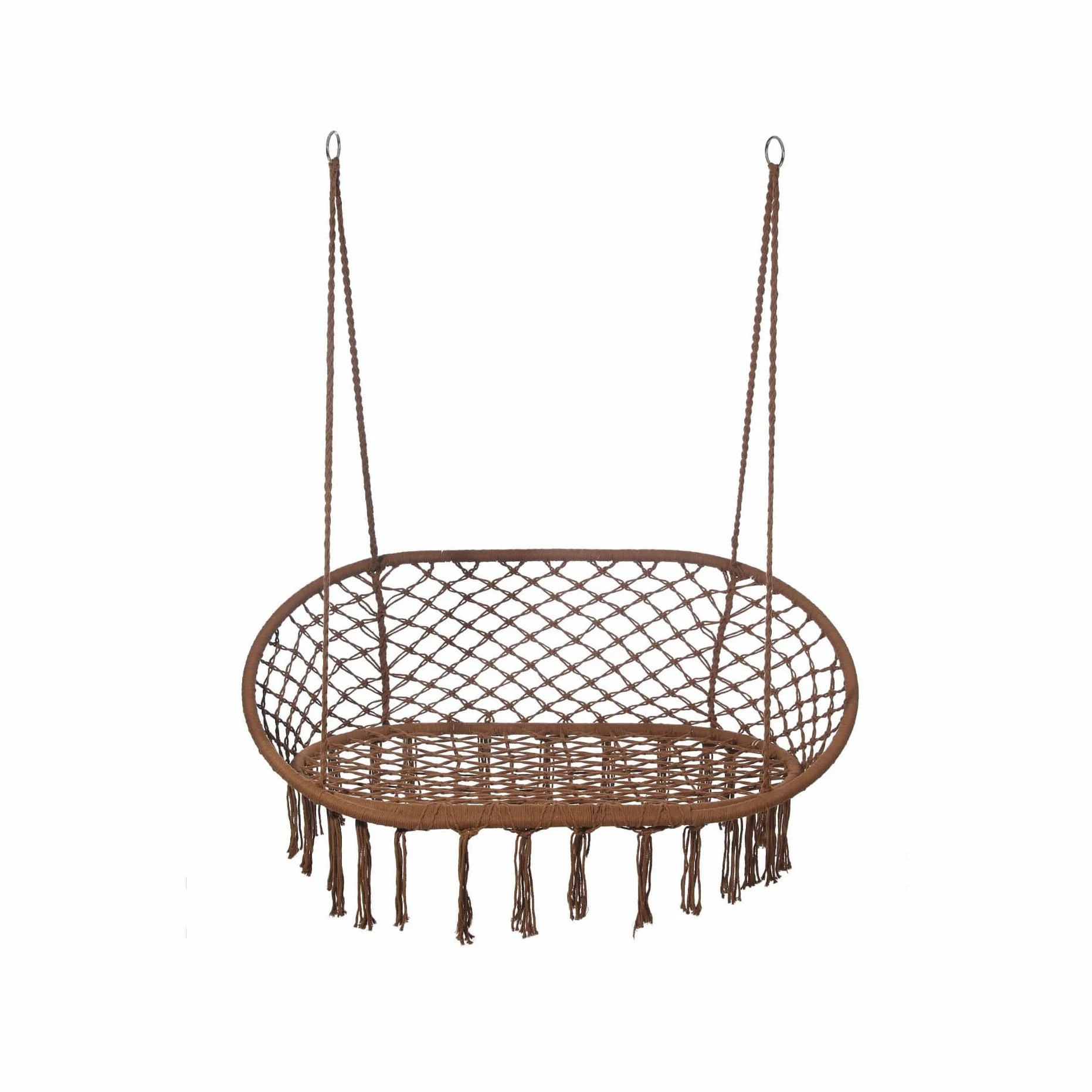 Rebecca Mobili 2-osobowa sofa bujana, fotel wiszący relaksacyjny, brązowy, stal poliestrowa, 2-osobowa, do ogrodu do salonu - Wymiary (wys. x szer. x głęb.): 150 x 130 x 70 cm - art. RE7174