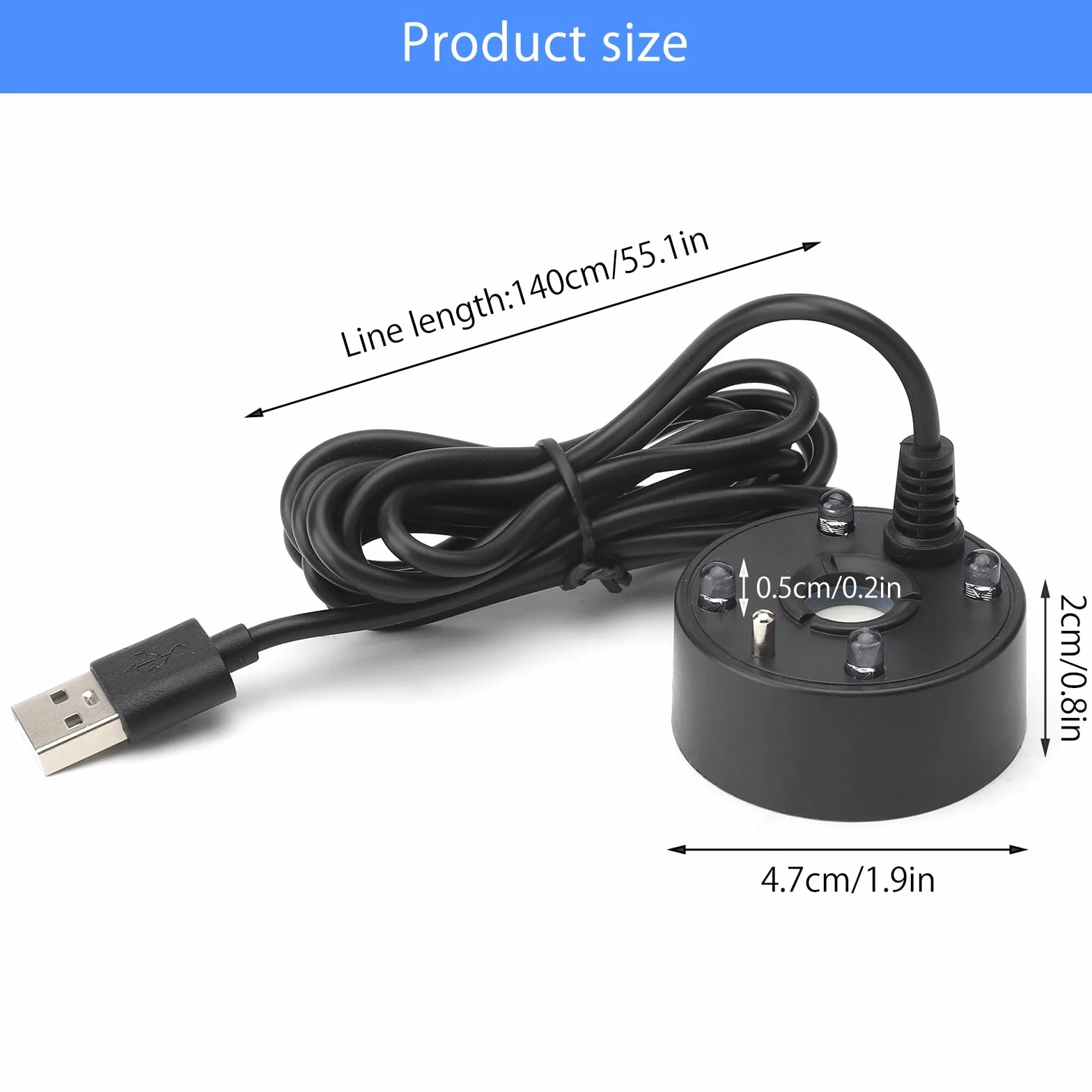 Nebulizator ultradźwiękowy do akwarium LED USB zmiana koloru ochrona przed brakiem wody
