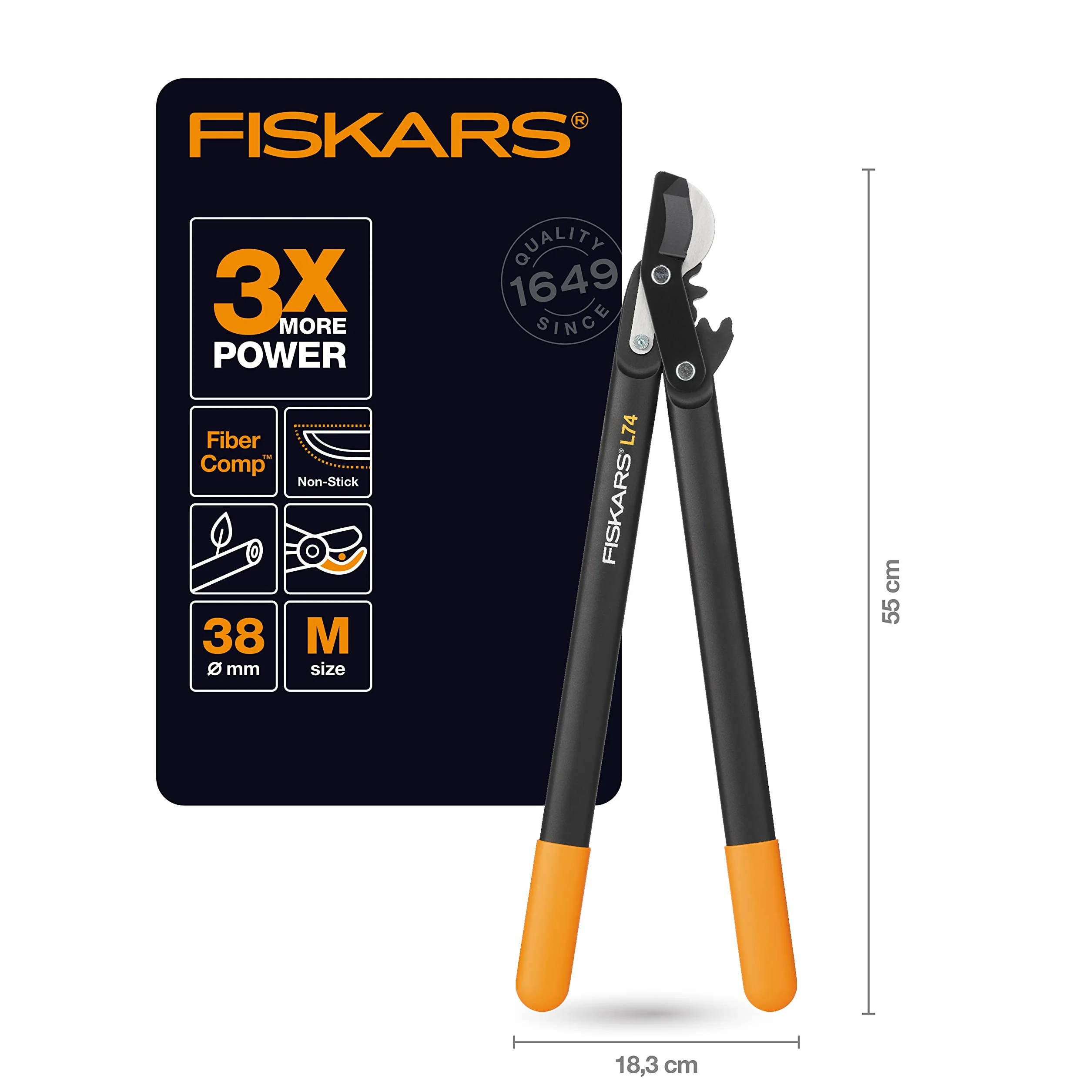 Fiskars Powergear Sekator L74, Czarny, Ø 3,8 cm