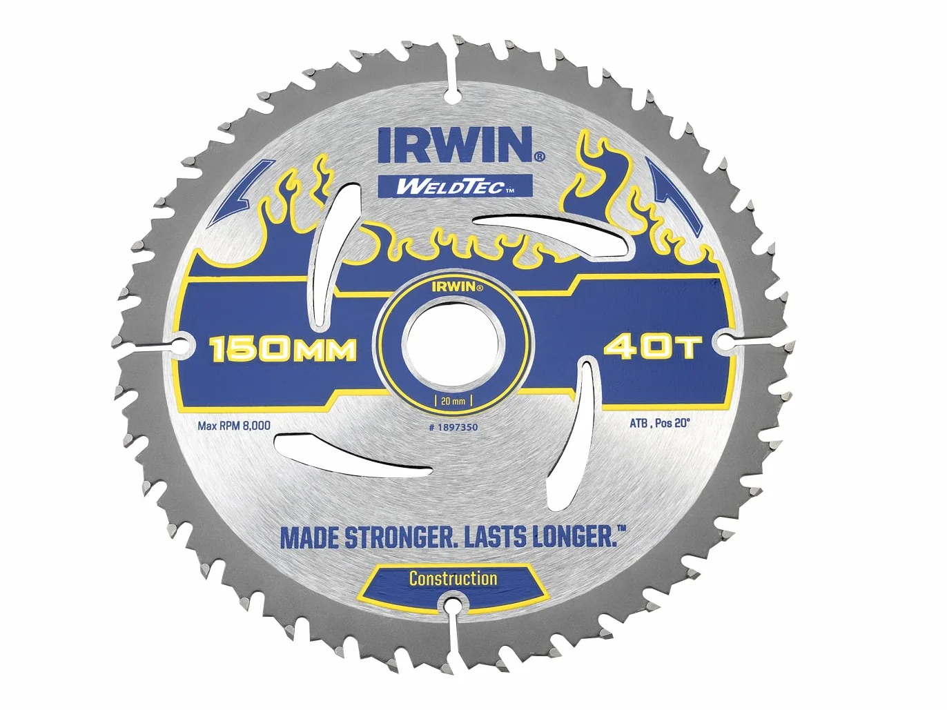 IRWIN IRW1897350 150 x 20 mm 40-zębowe ostrze do piły tarczowej Weldtec z szlifierką do zębów ATB
