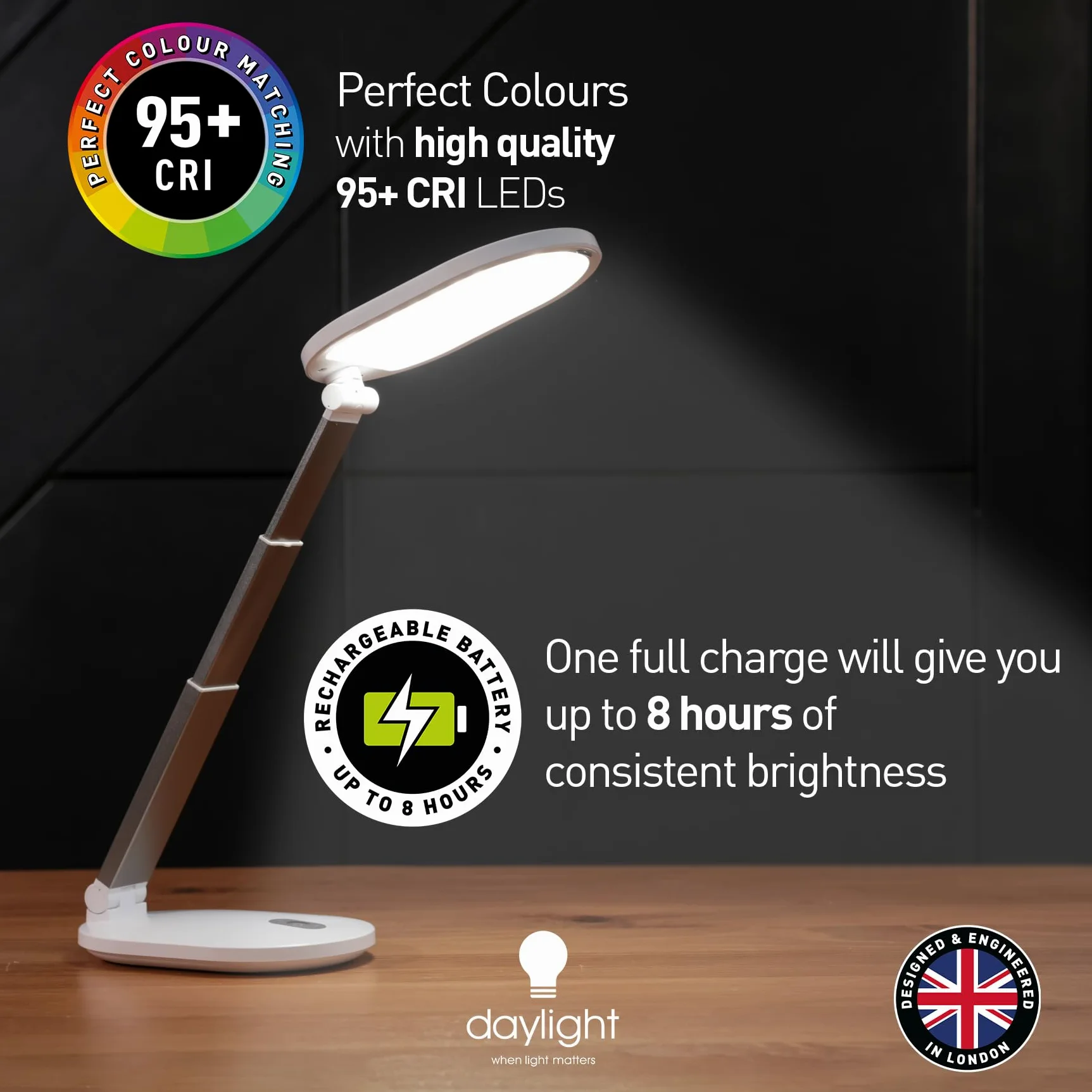 daylight Foldi Go Lampa biurkowa LED, lampka do czytania z akumulatorem, możliwość ściemniania, składana, LED, światło dzienne
