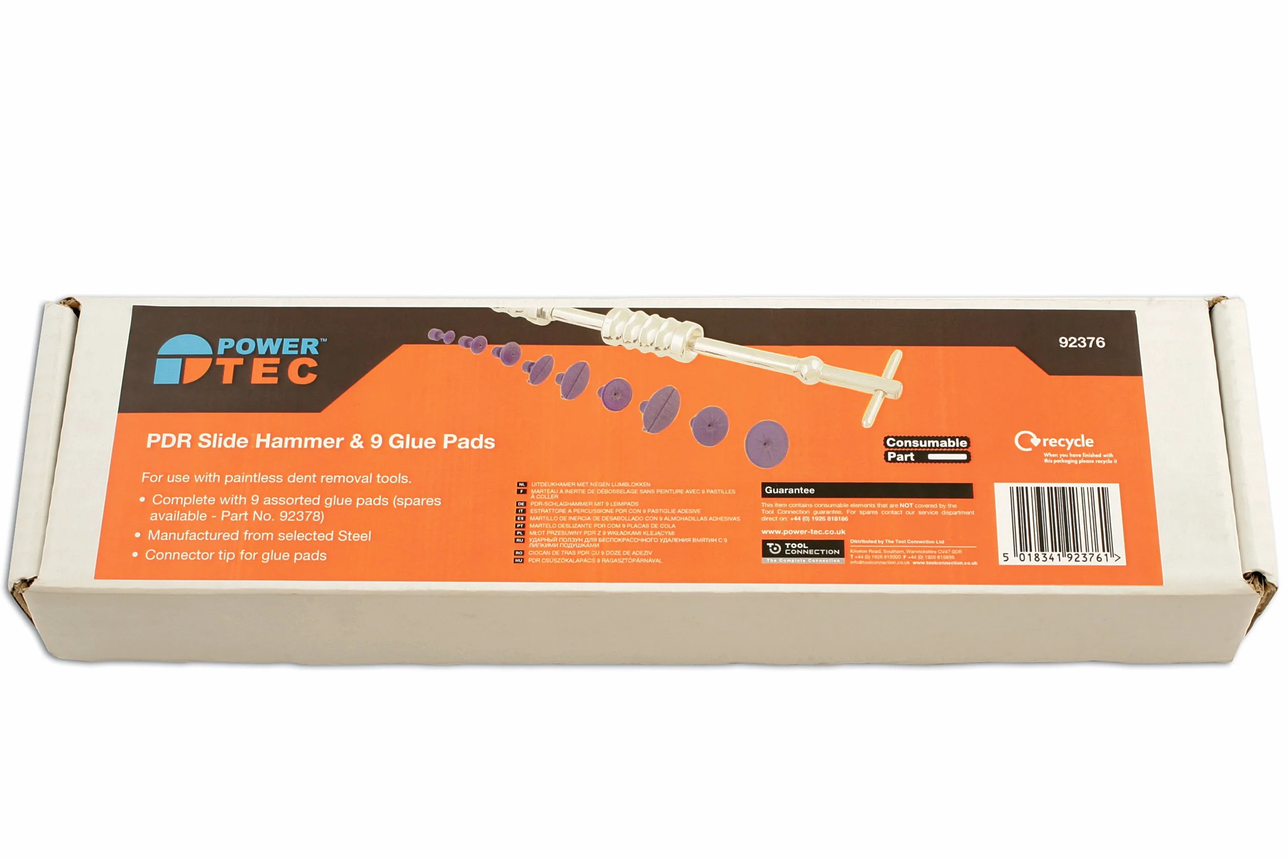 Power-Tec 92376 młotek ślizgowy z nakładkami klejowymi, zestaw 9 sztuk