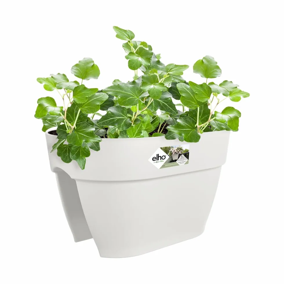 Elho Vibia Campana Flower Bridge 40 - Sadzarka na balkon i na zewnątrz - Ø 39,0 x wys. 22,0 cm - biały/jedwabny biały