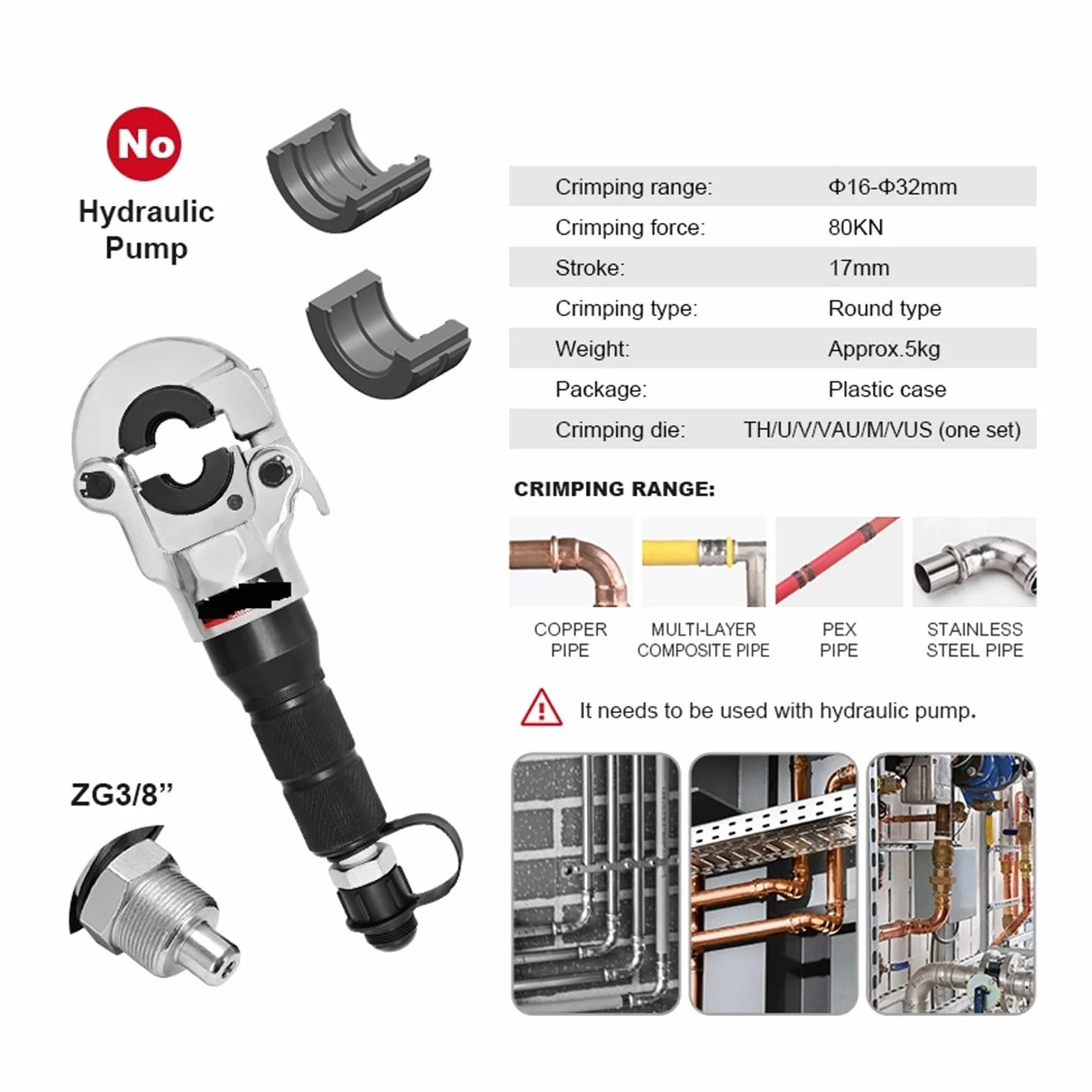 Hydrauliczne narzędzie do zaciskania rur PEX - rura aluminiowo-plastikowa do ogrzewania podłogowego hydraulika - trwałe i wydajne narzędzie do instalacji rur