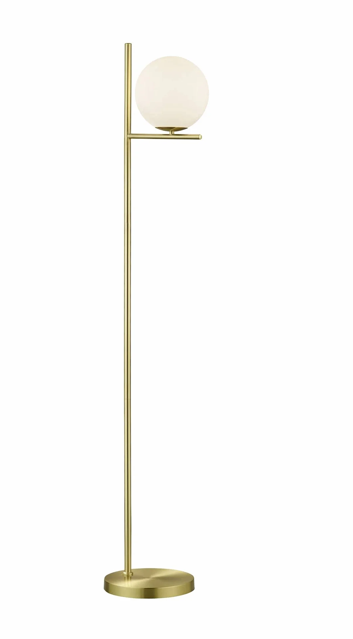 Trio Leuchten Lampa podłogowa Pure 402000108, metal mosiądz matowy, szkło białe, bez 1 x E14