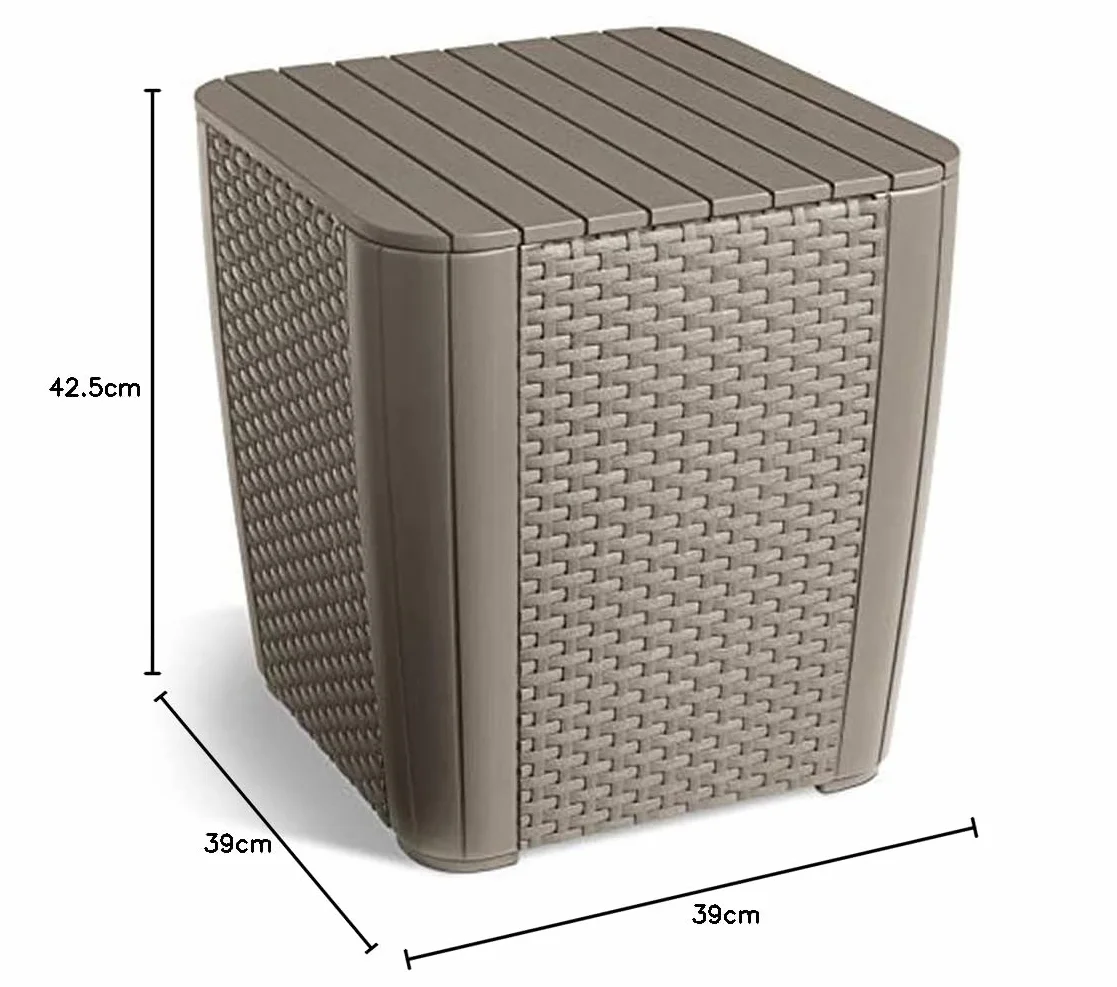 Allibert by Keter stół ogrodowy Luzon Flat Wicker cappuccino z miejscem do przechowywania