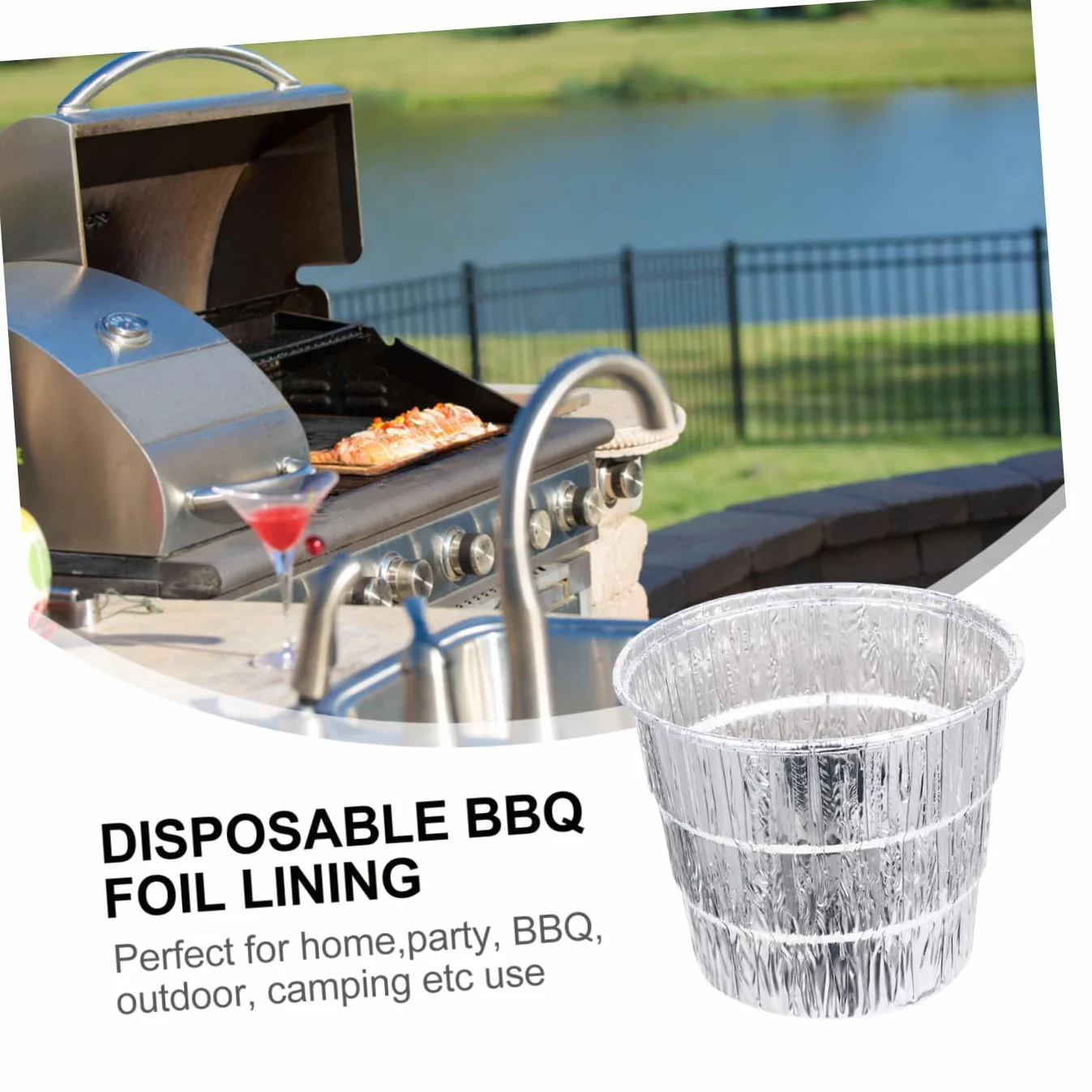 Wkładki Do Wiadra Tłuszcz z Ocynkowanej Folii Aluminiowej Elastyczne Wyściółki Do Grilla BBQ 12 Szt.