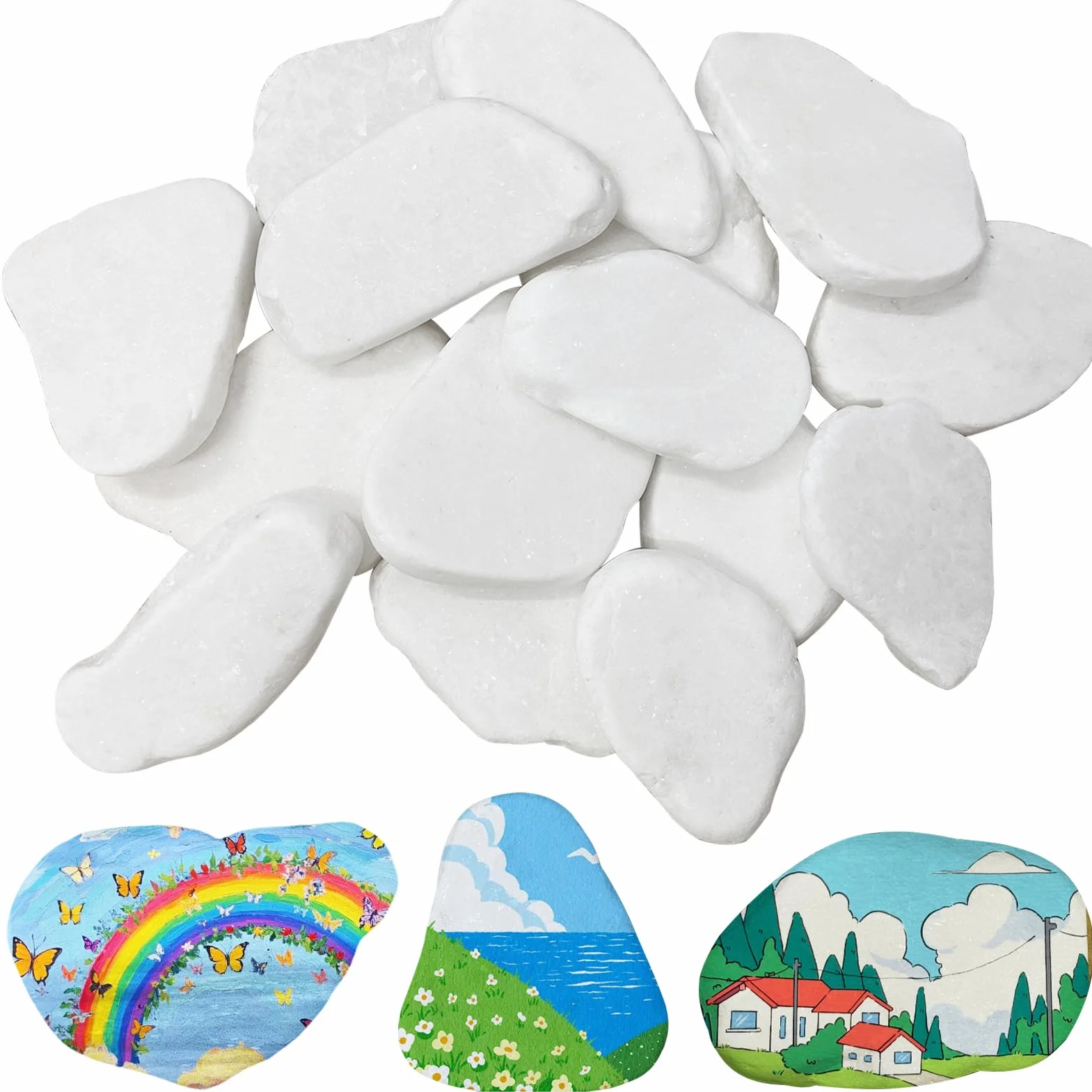 Joycabin 15 sztuk kamieni do malowania, 3-8 cm, płaskie kamienie do malowania