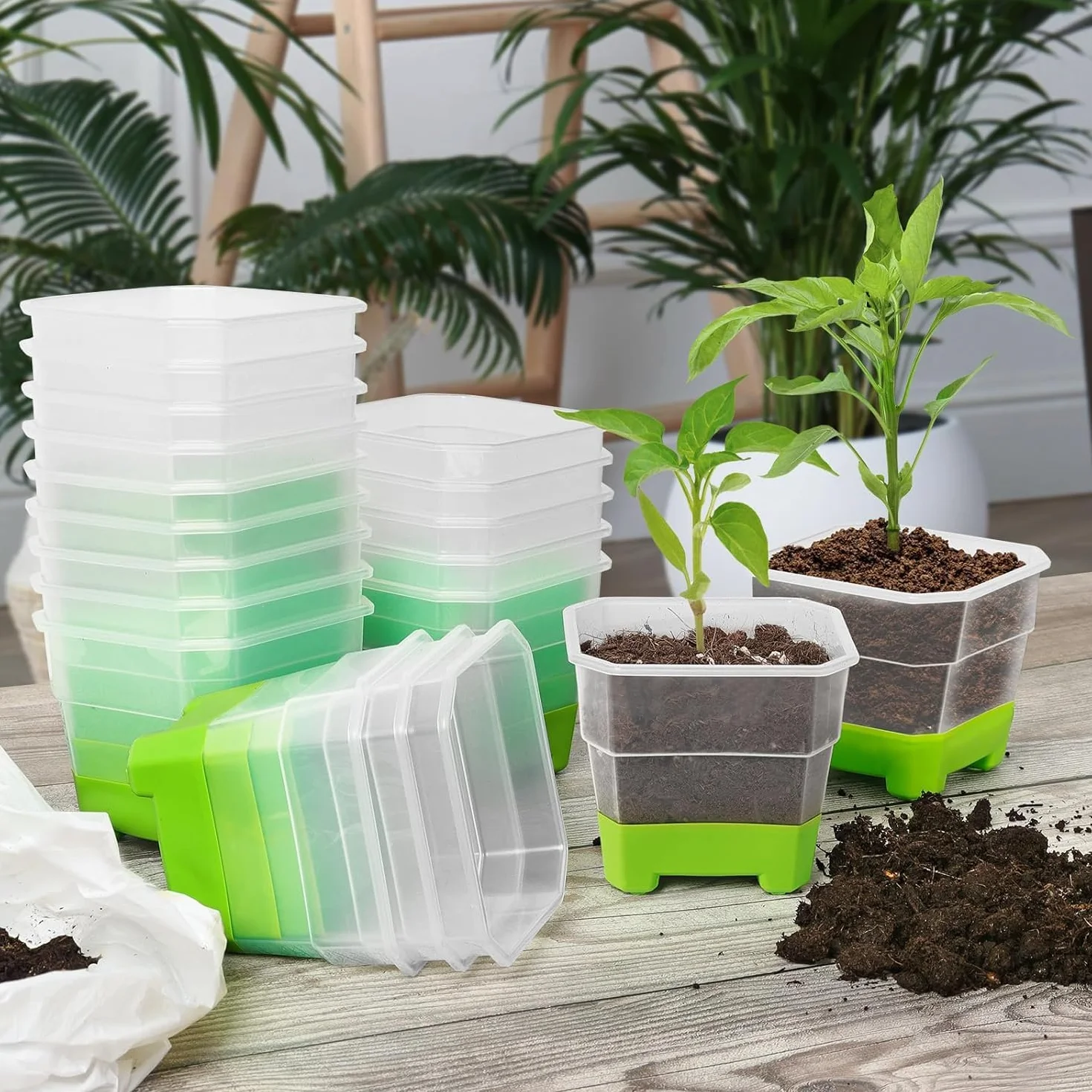 Doniczki do uprawy roślin 10 cm przezroczyste plastikowe wielokrotnego użytku 20 sztuk