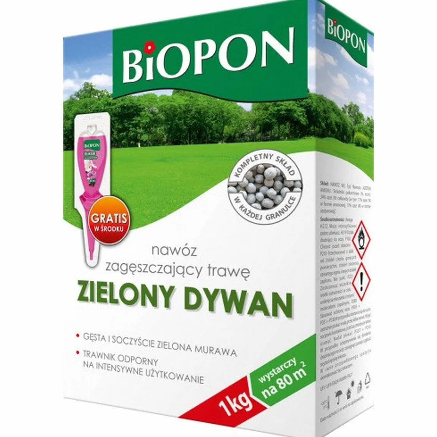BioPon Green Dywet Nawent nawóz do gęstego trawnika 1 kg 80 m²