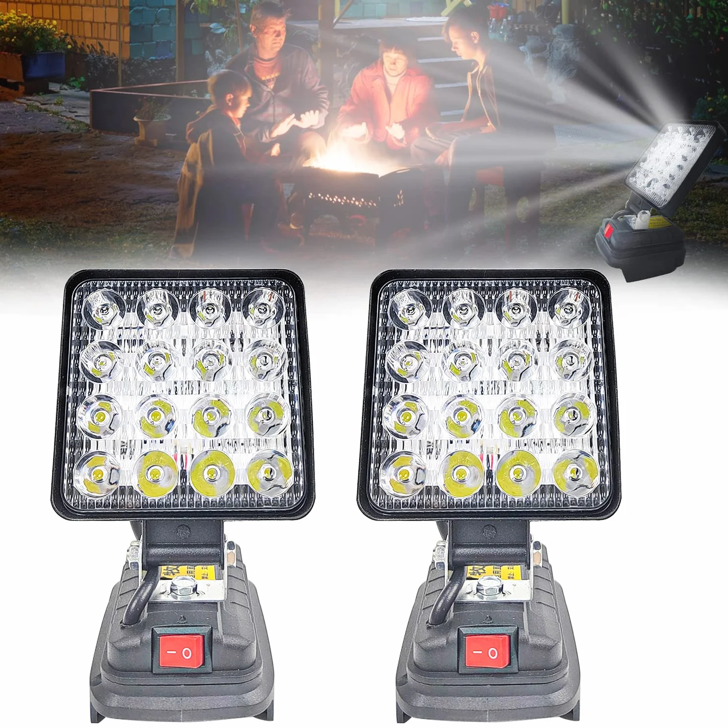 Akumulatorowa lampa do Makita 18 V, 2 sztuki, 27 W, lampa robocza LED, wielofunkcyjna lampa LED, przenośna lampa na plac budowy, latarka do Makita 18 V bateria litowa Lonen