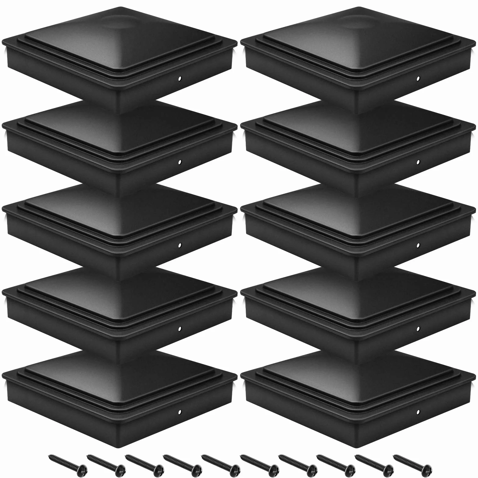Nakrętki na słupki 9 x 9 cm, 10 sztuk, plastikowe nakładki na słupki, z bezpłatnymi śrubami, tworzywo sztuczne PP, wodoodporne, chronią drewniane słupki, odporne na działanie czerwieni i