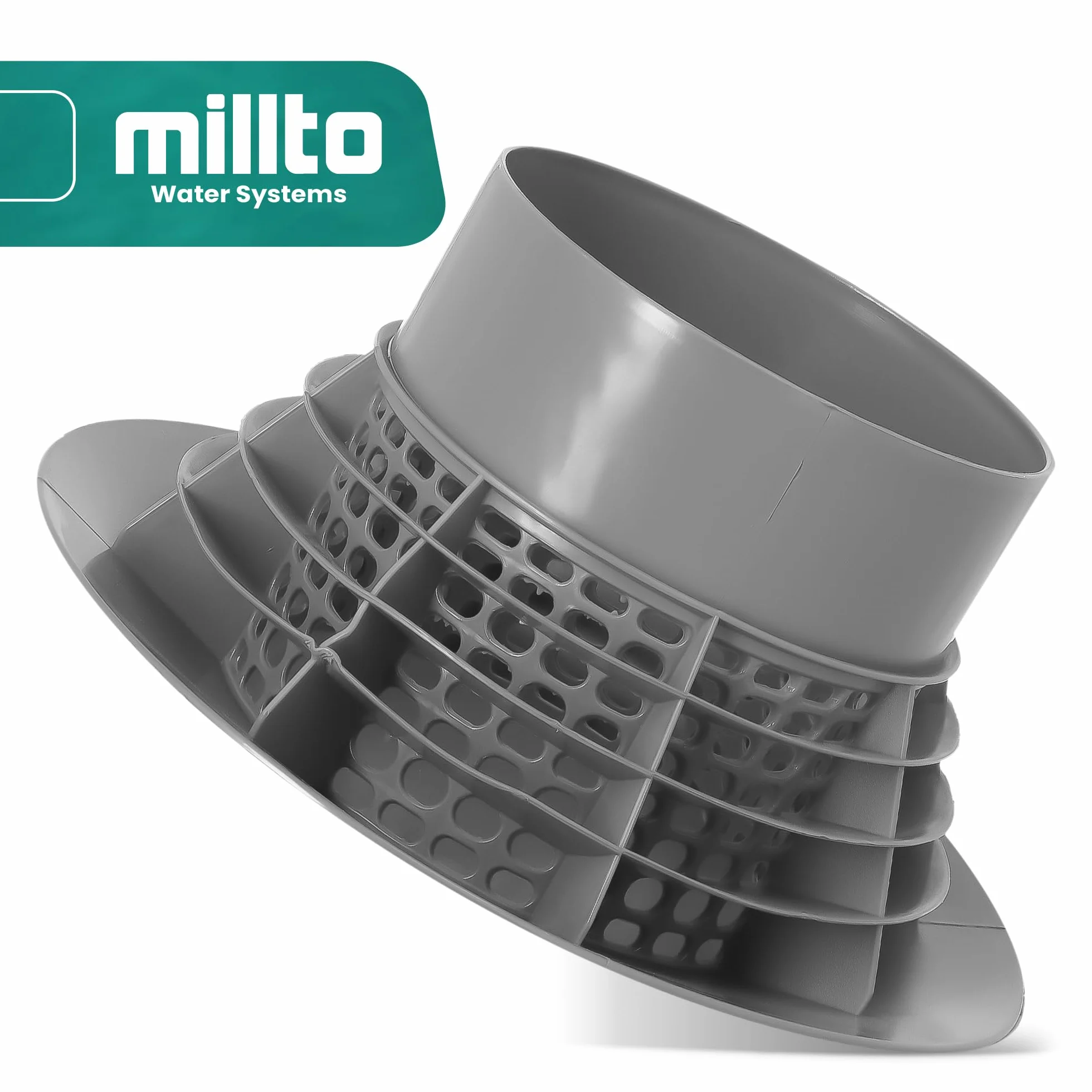 Millto™ Pokrywka Odpowietrzająca Dachowa PP Wywiewka Odpowietrznik Systemu Kanalizacji Kapturek Dachowy Rury Odpływowej (Szary | 110 mm)