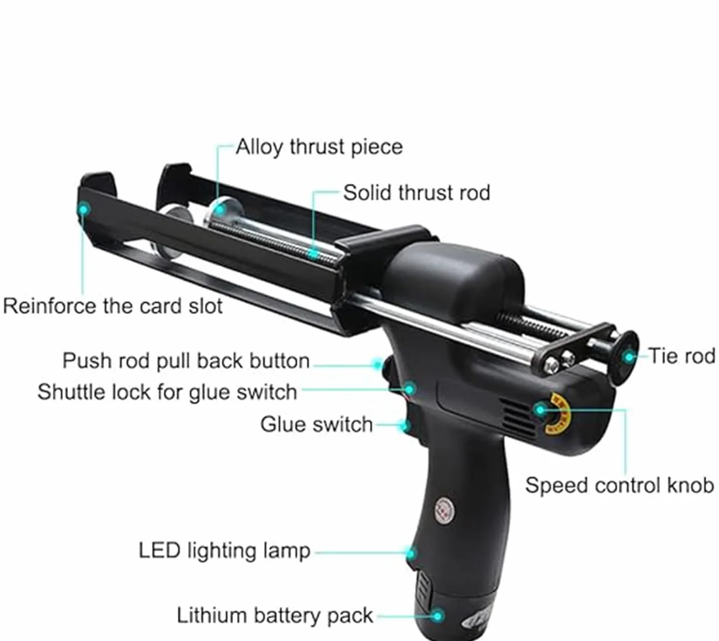 Elektryczny pistolet do uszczelniania zasilany bateryjnie, bezobsługowy pistolet do uszczelniania do akumulatorów Makita, elektryczny pistolet do silikonu, do napełniania,1xBattery