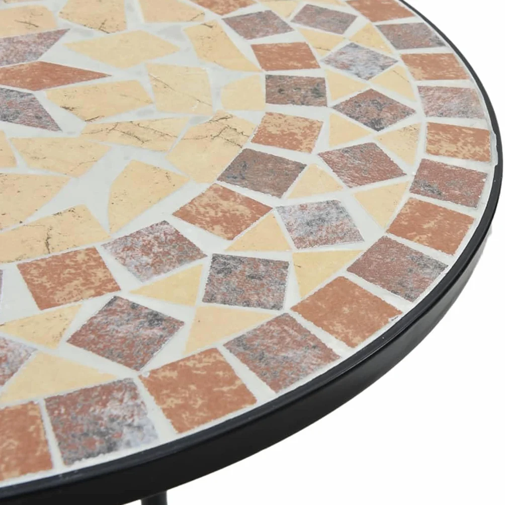 vidaXL Mozaikowy stolik bistro ceramiczny Ø50x70 cm terakotowo-biały
