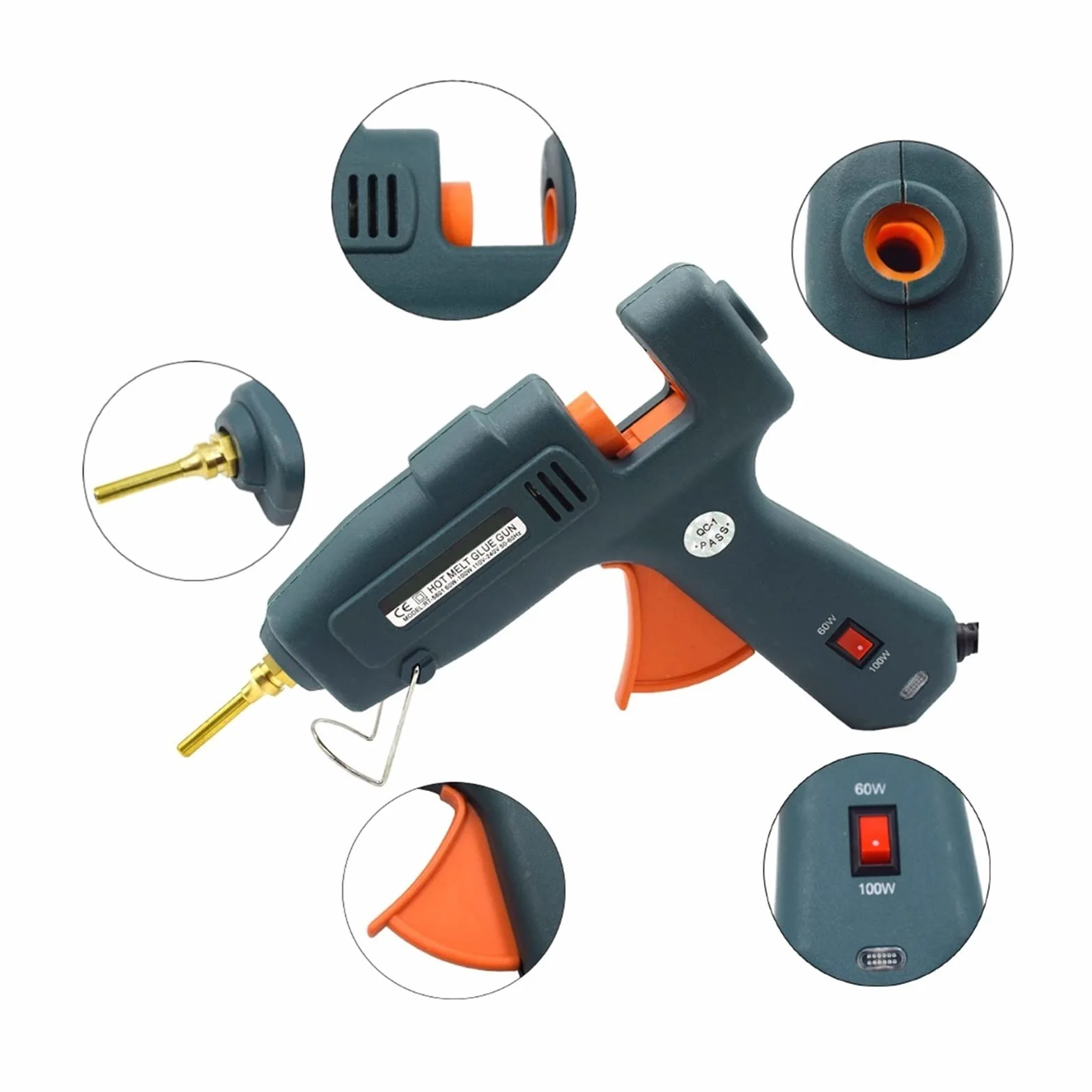 Pistolet Do Klejenia Na Gorąco Z Klejem W Sztyfcie O Średnicy 11mm Pistolety Przemysłowe Termoelektryczne Narzędzie Do Pomiaru Temperatury Ciepła(Set-6W)