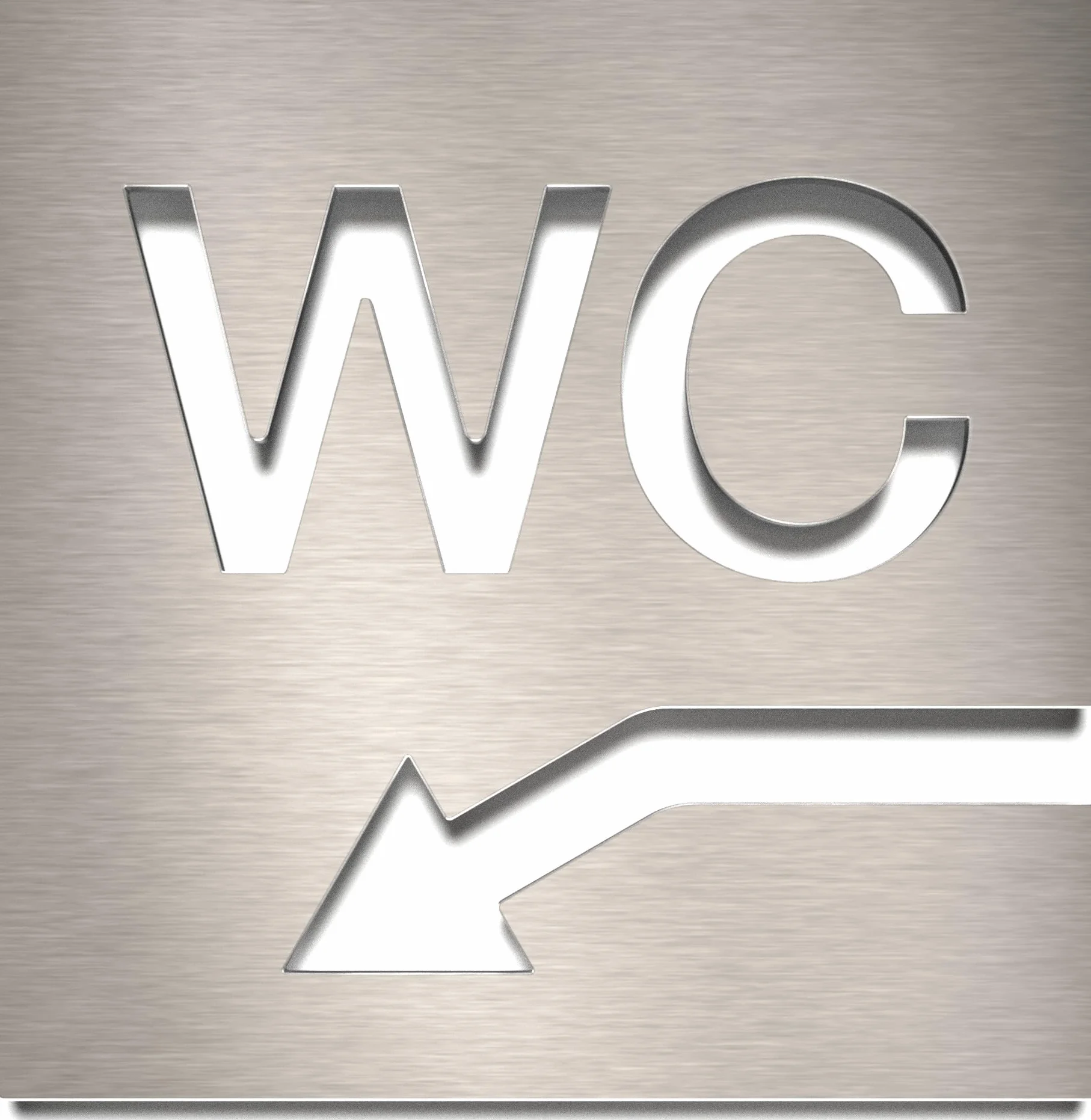 Tabliczka do WC ze stali nierdzewnej – samoprzylepna i łatwa w pielęgnacji – designerska tabliczka toaletowa ze strzałką po lewej stronie W-05-E