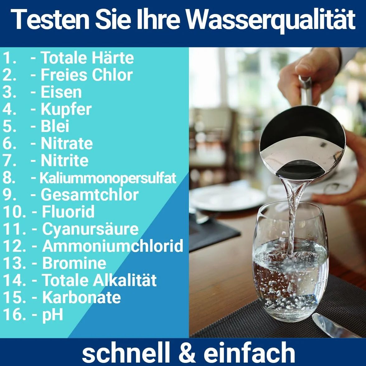 Paski testowe do wody pitnej 16w1 tester wody 16 parametrów twardość ołów żelazo miedź