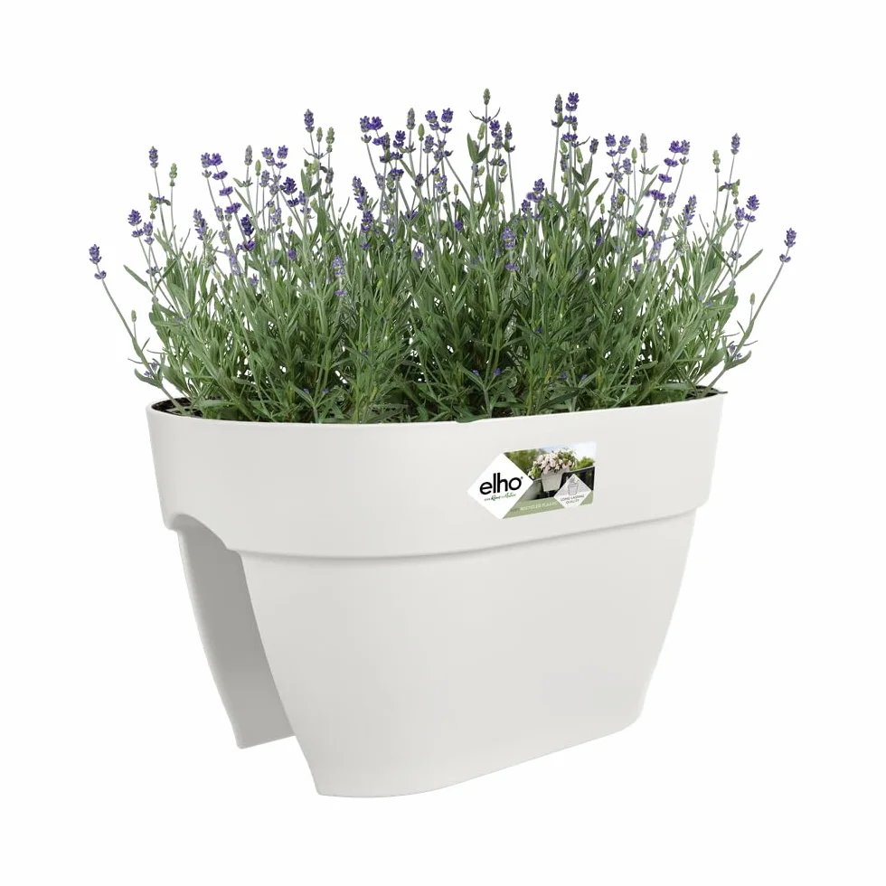 Elho Vibia Campana Flower Bridge 40 - Sadzarka na balkon i na zewnątrz - Ø 39,0 x wys. 22,0 cm - biały/jedwabny biały