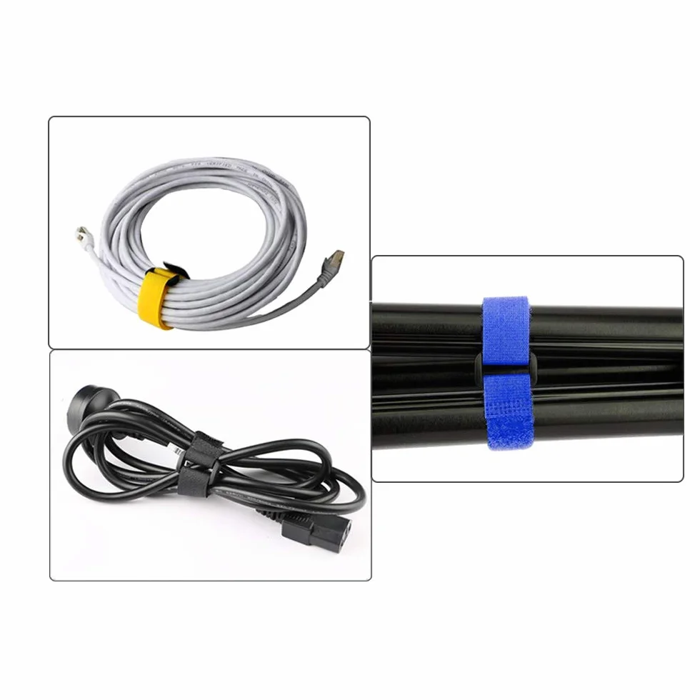30 sztuk 20 x 2 cm zestaw nylonowych opasek kablowych, paski kablowe wielokrotnego użytku, regulowane zapięcia na kable z haczykiem i klamrą (czerwony żółty niebieski zielony różowy czarny)