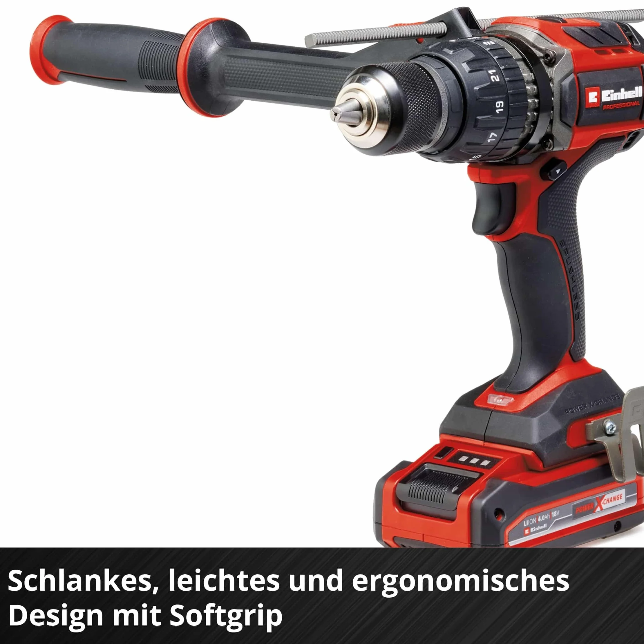 Einhell Profesjonalna akumulatorowa wiertarko-wkrętarka udarowa TP-CD 18/120 Li-i BL-Solo Power X-Change (18 V, bezszczotkowa, 120 Nm, funkcja wiercenia udarowego, uchwyt wiertarski 13 mm, 2-biegowy,