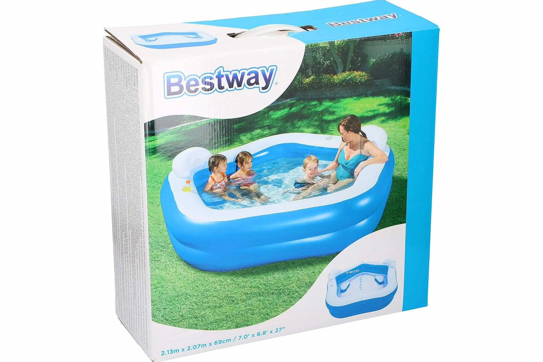 Bestway Basen rodzinny dla dzieci, niebieski/biały, 213 x 207 x 69 cm, 6942138934441