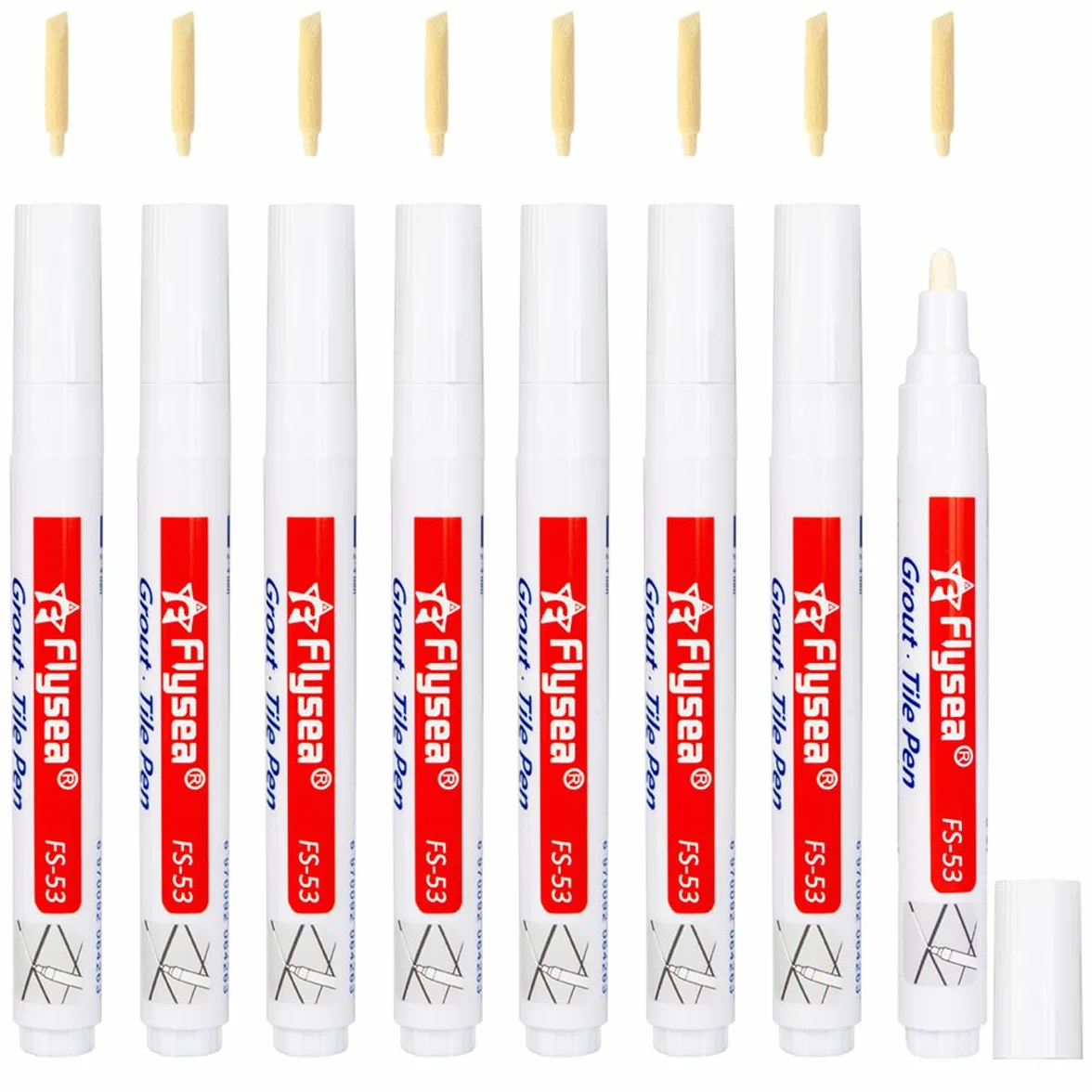 8 sztuk białego markera do płytek, wodoodporny marker do fug w łazience z 8 wymiennymi końcówkami, szpachelka do fug na ścianach, odnowa zaprawy do płytek, marker do fug i zaprawy do naprawy płytek na