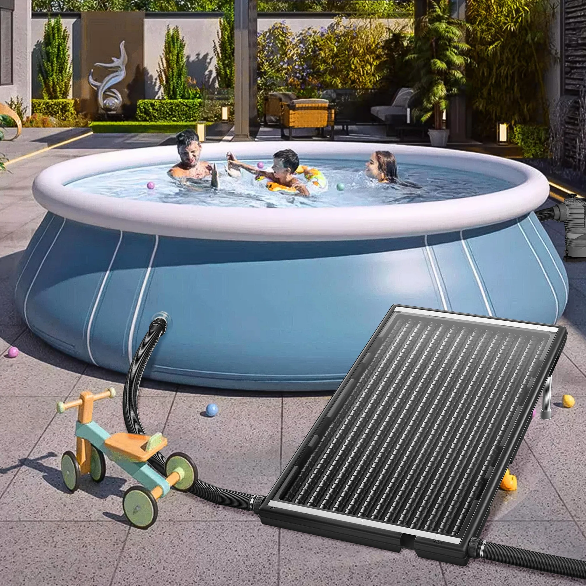 Kolektor słoneczny ogrzewanie basenowe pojemność 15 l instalacja solarna czarny