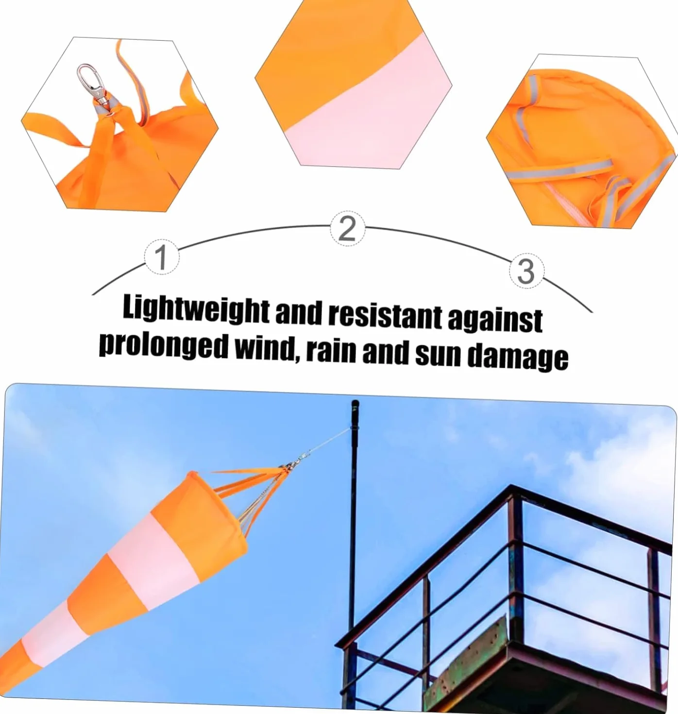 Wodoodporny Rękaw Wiatrowy Fluorescencyjny Wysoka Widoczność Meteorologiczny 1.0m