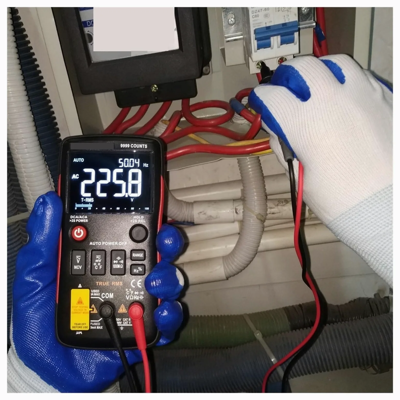 Multimetr Cyfrowy 102A Auto Zakres EBTN LCD DC AC Woltomierz Amperomierz Kondensator Prądu Ohm Temp NCV Tester Szybko Dokładnie Łatwy Odczyt(A)