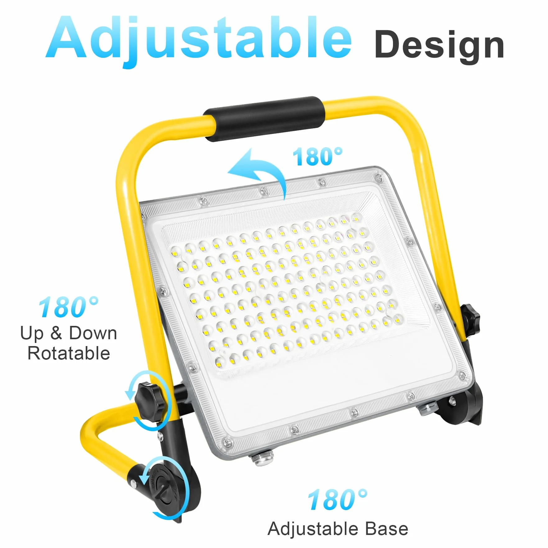 Lampa Robocza LED 150W 15000 Lumenów 6500K Zimna Biel IP66 Wodoodporna ze Stojakiem Kabel 2m – Plac Budowy, Remont Domu, Oświetlenie Płyty G-K