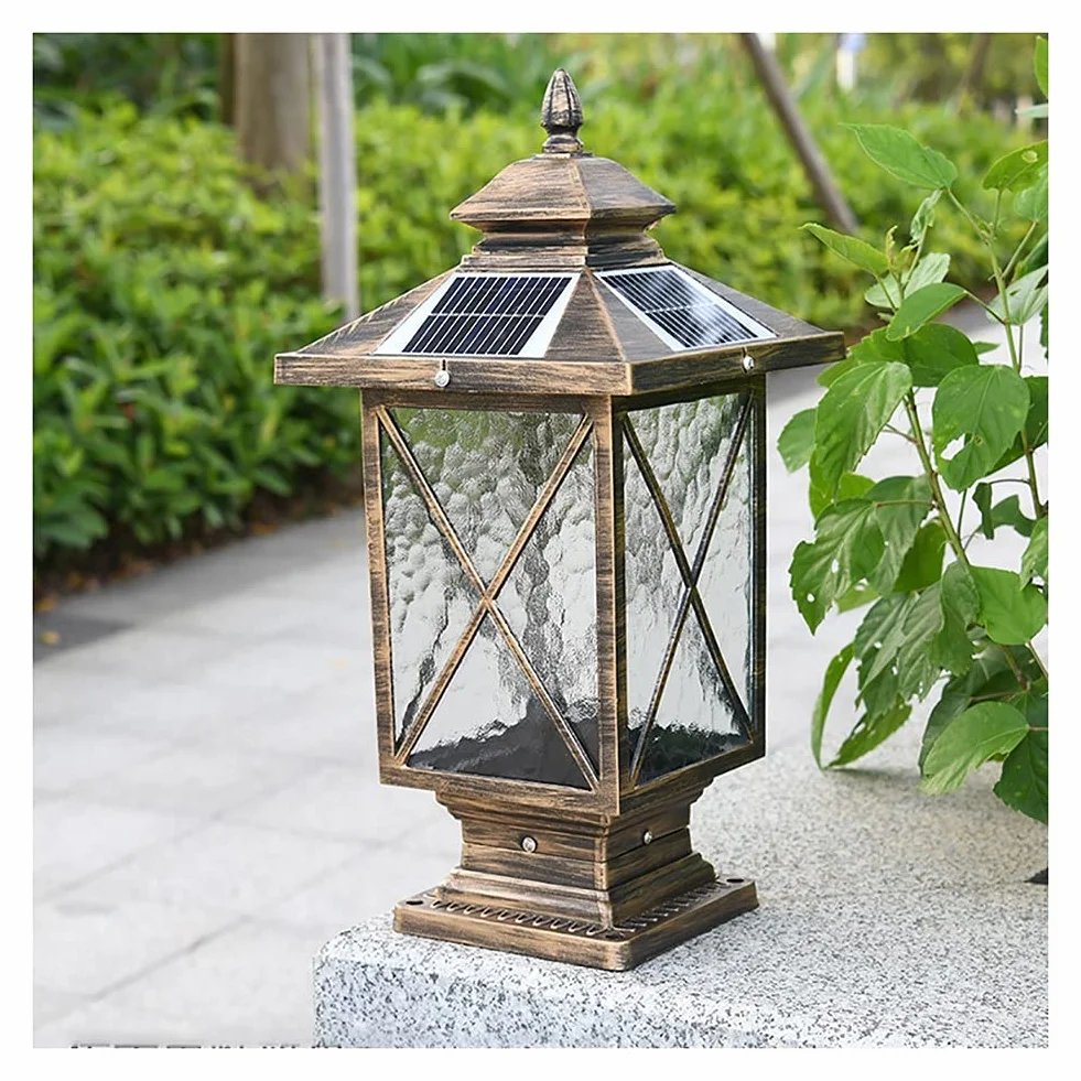 Światła słupkowe na zewnątrz, lampy ogrodowe, oświetlenie tarasu, światła solarne na zewnątrz, solarne lampy słupkowe LED z pilotem zdalnego sterowania, ogrodowe solarne światła ogrodzeniowe, wodoodporna, krajobrazowa lampa słupkowa do drewnianych słupków