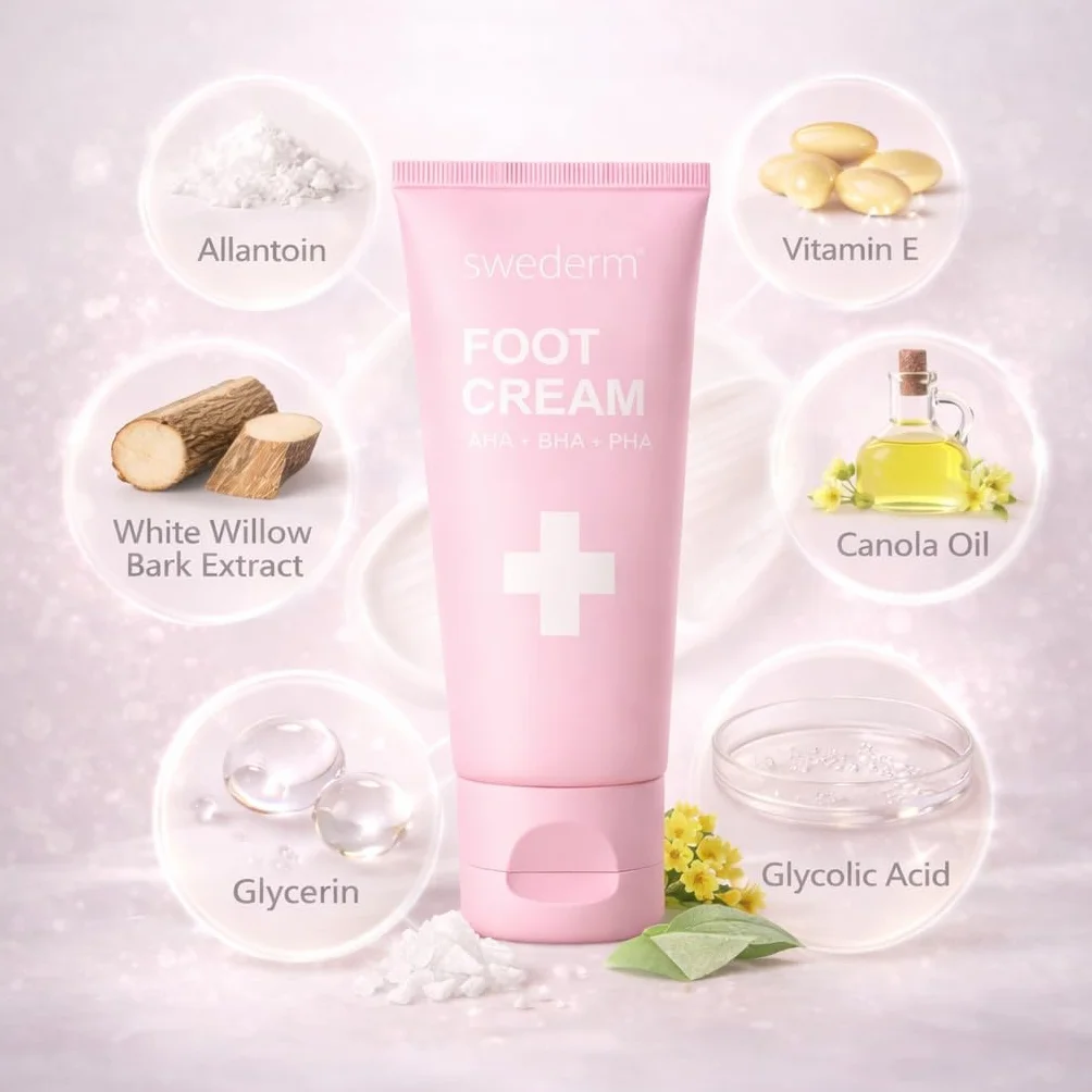 swederm Krem do stóp nawilżający krem do stóp, z kwasami, witaminą E, nawilża i regeneruje suchą skórę, wygładza zrogowaciały naskórek, 75 ml