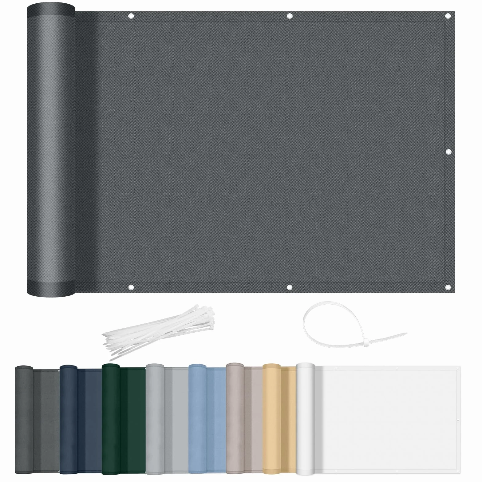 Osłona Balkonowa 90x200cm PES 170g/m² Antracyt Ochrona przed Wiatrem UV