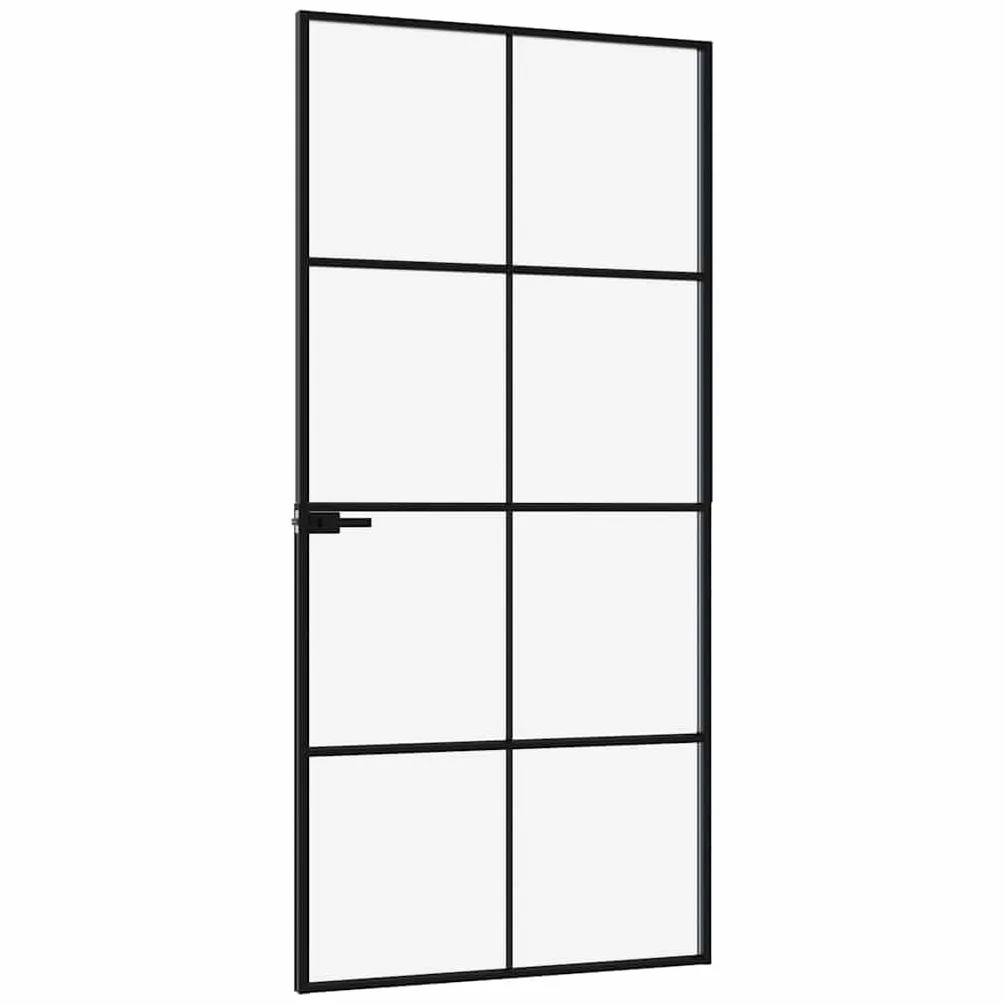 vidaXL Drzwi wewnętrzne, czarne, 93x201,5 cm, szkło i aluminium