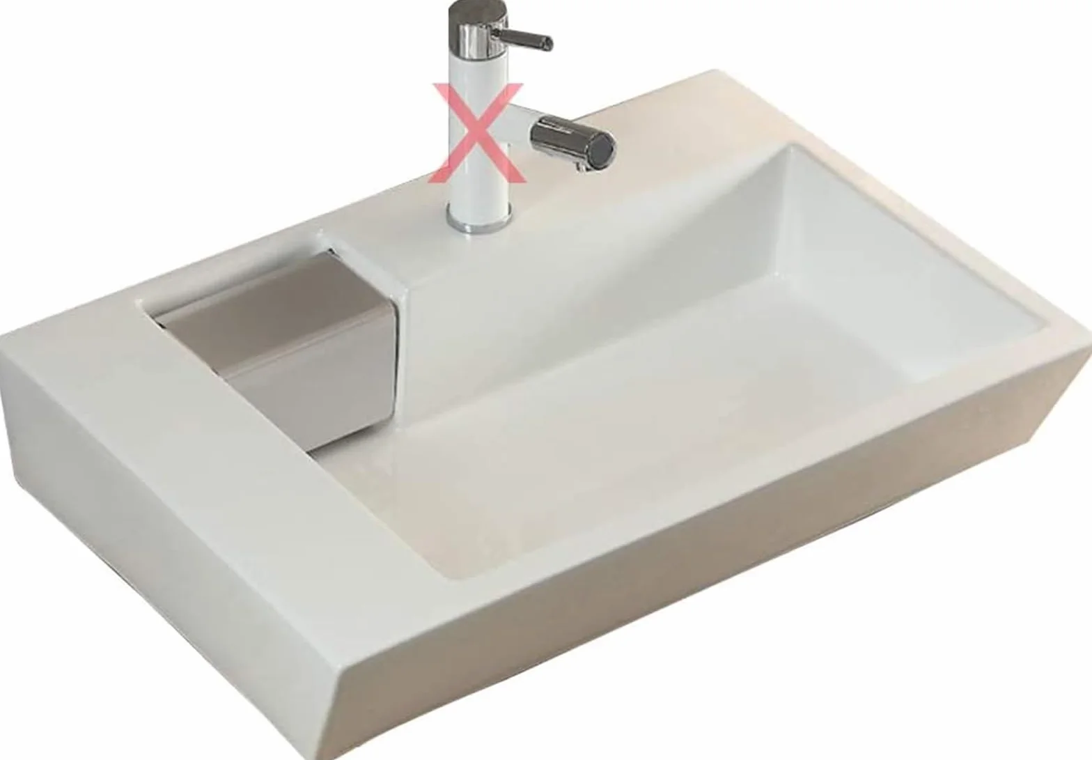 Umywalka Nablatowa Ceramiczna, Nowoczesna Umywalka Ceramiczna, Biała Umywalka Nablatowa Z Niewidocznym Odpływem I Przelewem, Do Łazienki, Biura, Hotelu,B