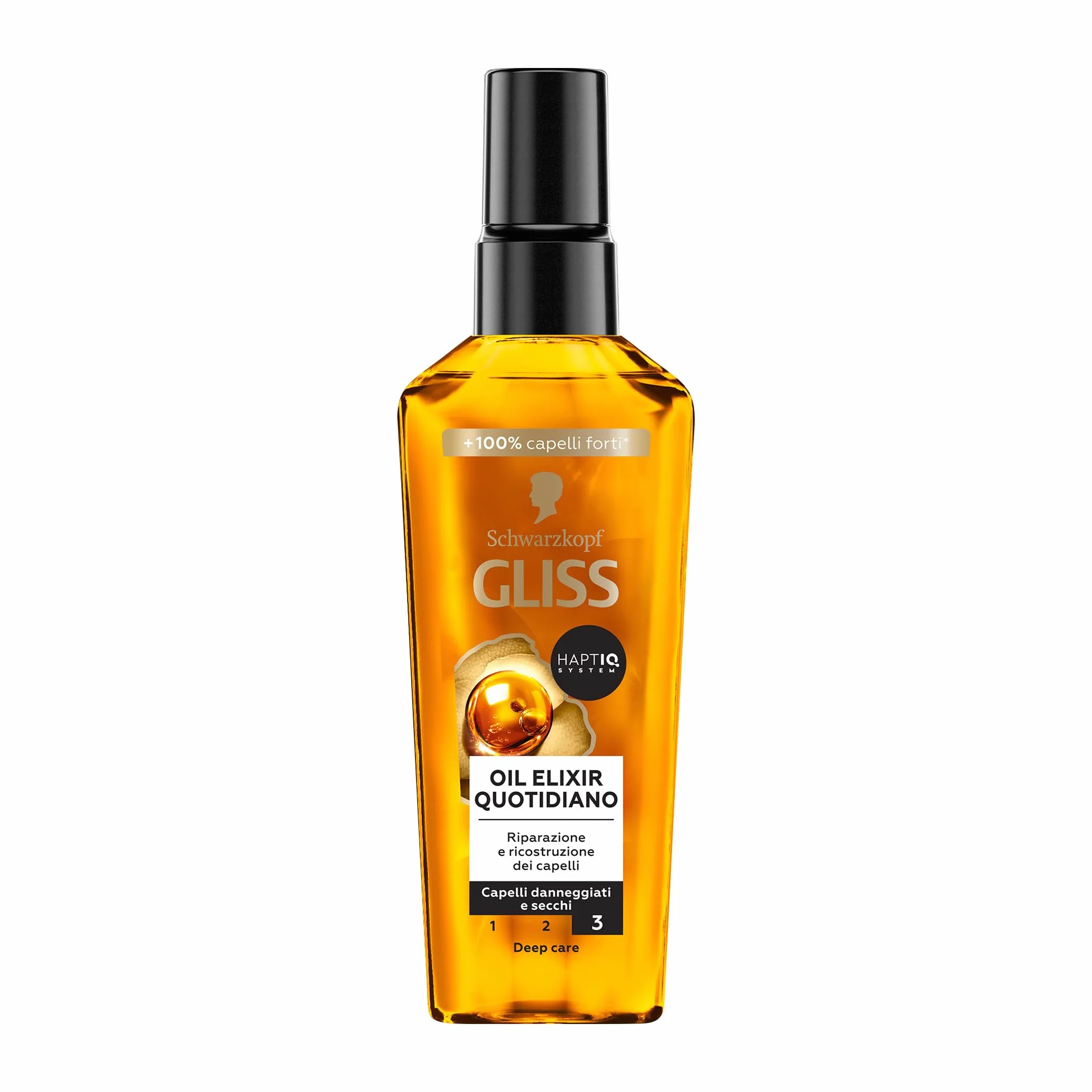Schwarzkopf Gliss Oil Elixir codziennie 75 ml, odżywczy i nawilżający olejek do włosów wzbogacony systemem HAPTIQ, serum do włosów zniszczonych i suchych