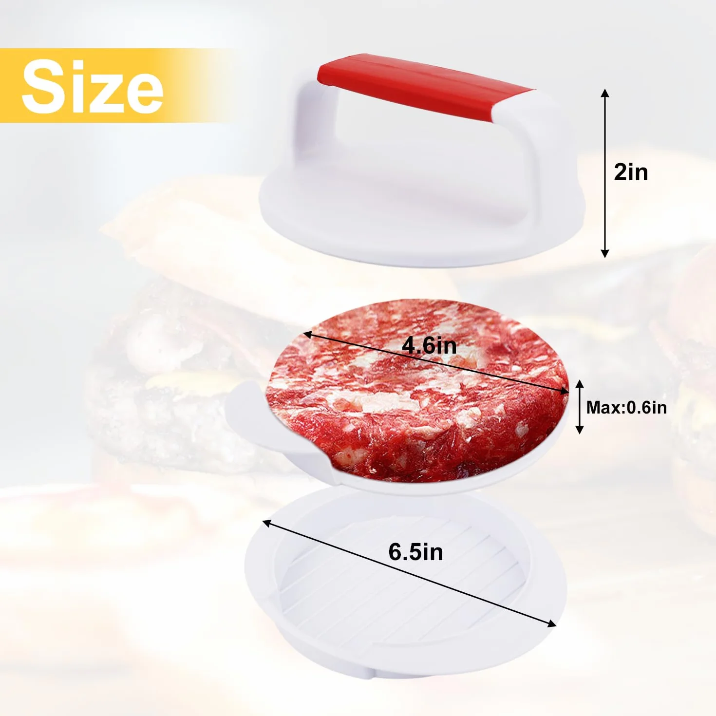 Prasa do Burgerów, Srednica 11,7cm Okragla Prasa do Burgerów Patty Maker Burger Smasher Nieklejaca Prasa do Hamburgerów Mielona Wolowina Smasher do Robienia Hamburgerów Akcesoria do Grilla