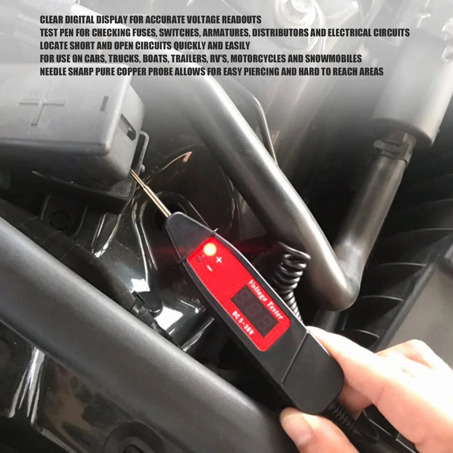 Narzędzie do Naprawy Samochodów Samochód Tester Obwodów Elektrycznych Pen Lcd Cyfrowy Wyświetlacz Sonda Napięciowa Detektor Dc3-36V do Konserwacji Pojazdu