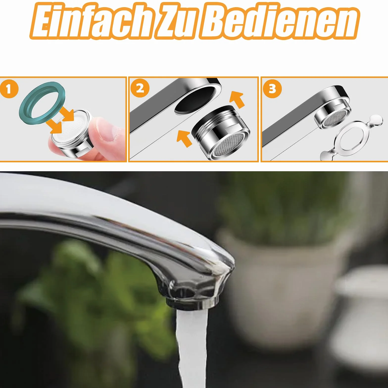 6 sztuk sitko do kranu M24, metalowy gwint zewnętrzny, część zamienna, dysza mieszająca z filtrem ze stali nierdzewnej i chromowanym kluczem do mieszania, do kranów kuchennych i łazienkowych