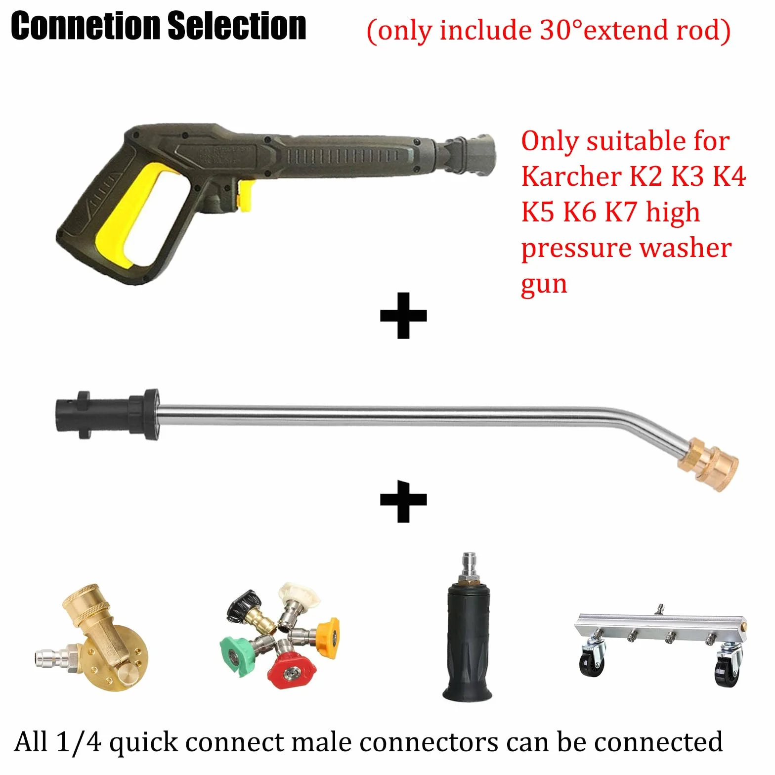 Przedłużka lancy do Karcher K2-K7 30 cm 5 dysz natryskowych zakrzywione pręty 30°