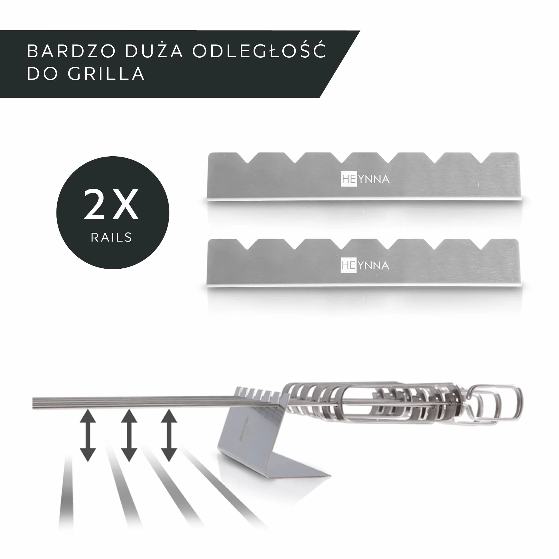 Szaszłyki do grilla ze stali nierdzewnej 6 x 45 cm z uchwytem i torbą