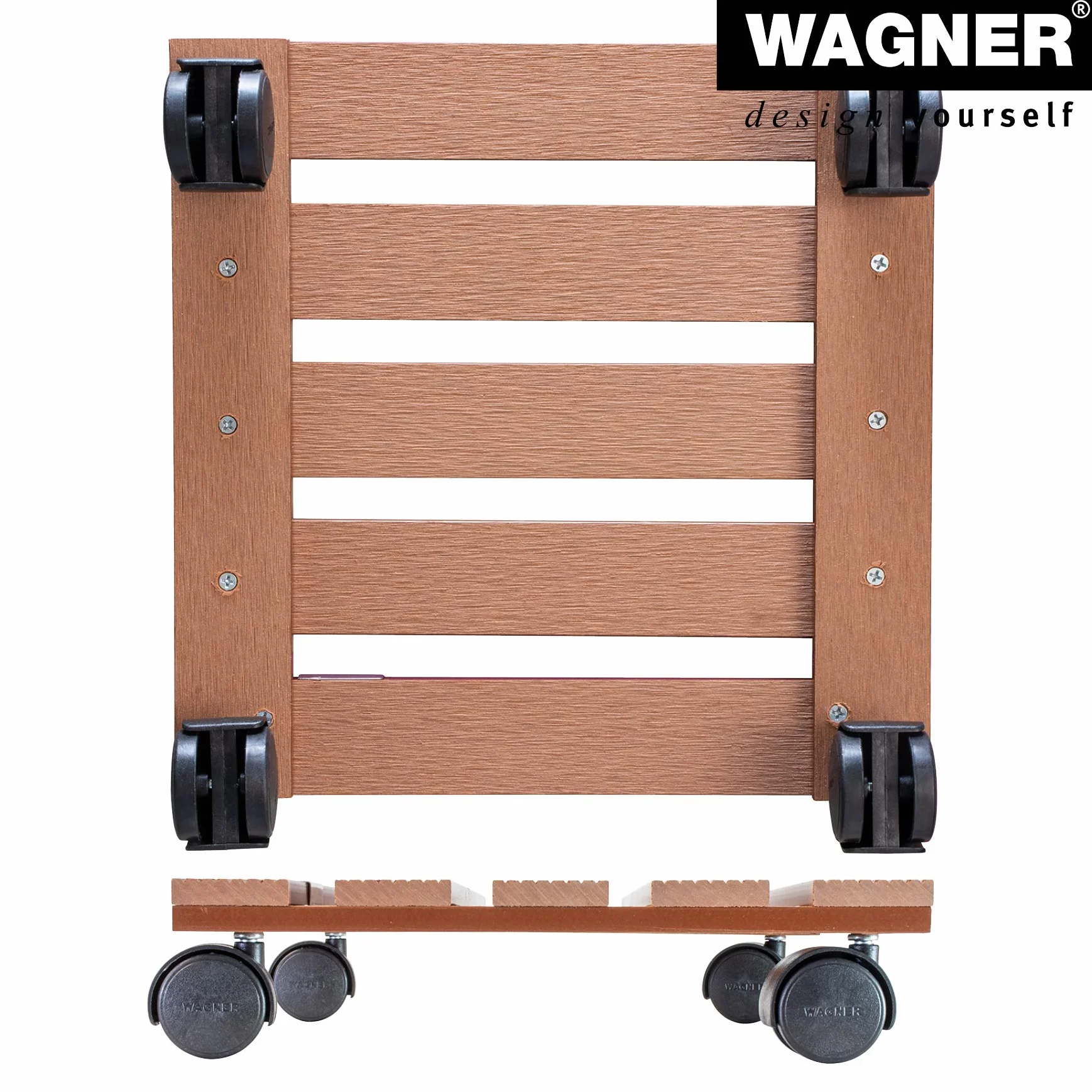 Wagner wałek do roślin WPC 29 x 29 x 8 cm, do stosowania na zewnątrz + do wnętrz, wałek do donicy z kompozytu FSC® Wood Plastic Composite, terakota, nośność 60 kg - 20051001