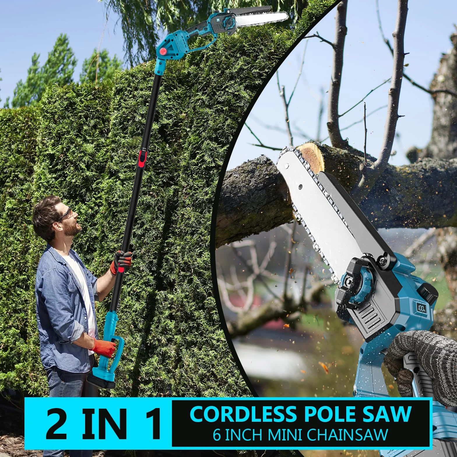 Makita 18V 6-calowa bezszczotkowa piła do gałęzi 2 w 1 z teleskopowym uchwytem