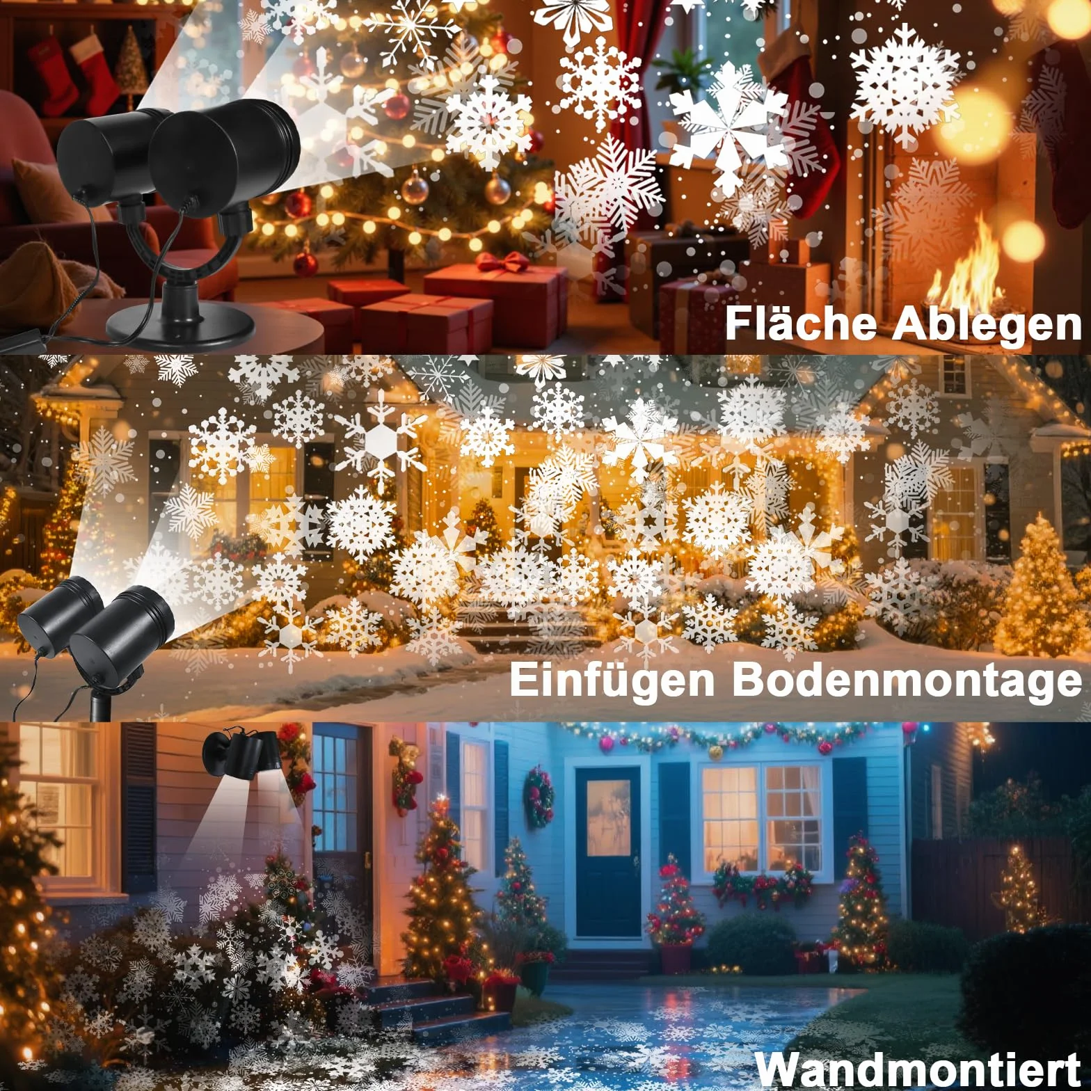 Zewnętrzny projektor bożonarodzeniowy z podwójną głowicą LED z timerem wodoodporny LED płatek śniegu Boże Narodzenie oświetlenie zewnętrzne oświetlenie ścienne ogród podwórko dekoracja świąteczna