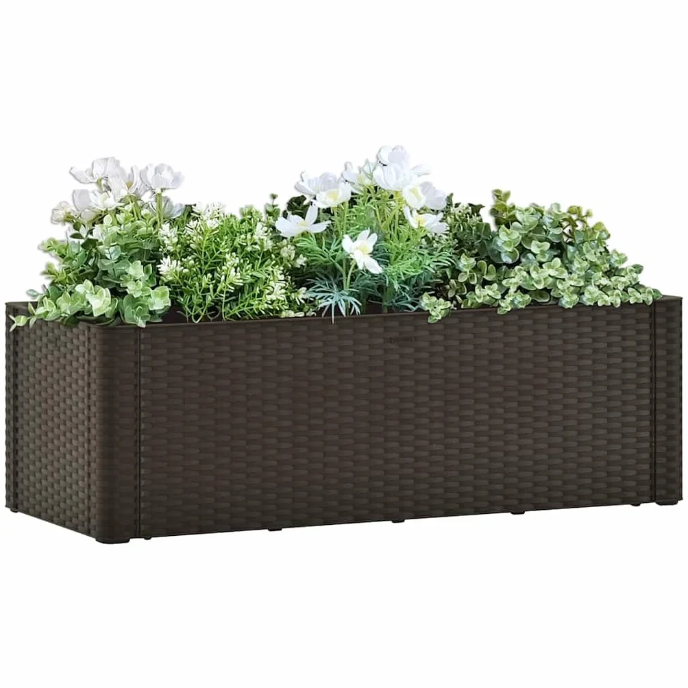 vidaXL Podwyższona donica z systemem podlewania mokka 100x43x33 cm
