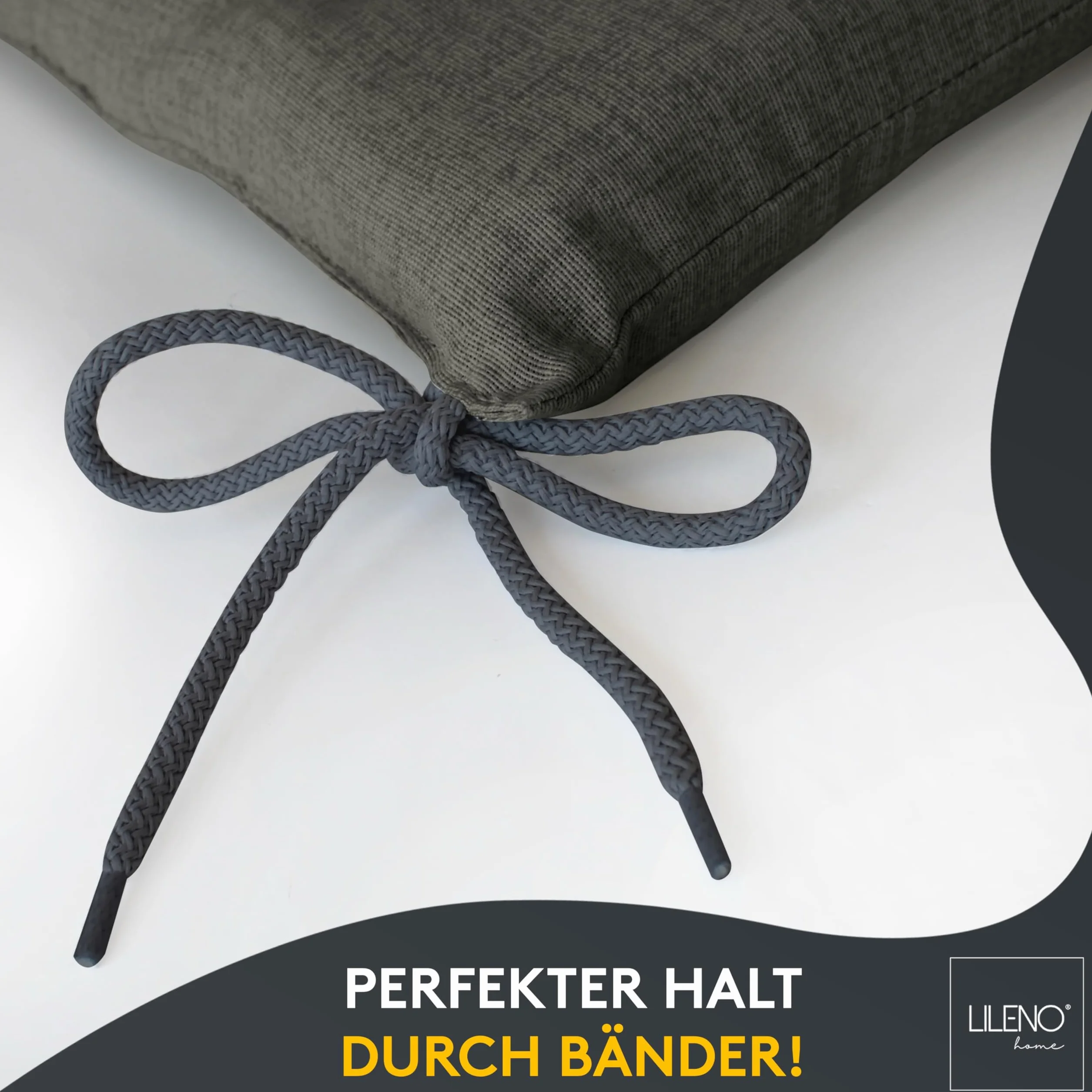 LILENO HOME Zestaw 2 poduszek na krzesło antracytowe (40 x 40 x 4,5 cm) - wygodne odporne na promieniowanie UV wewnątrz i na zewnątrz