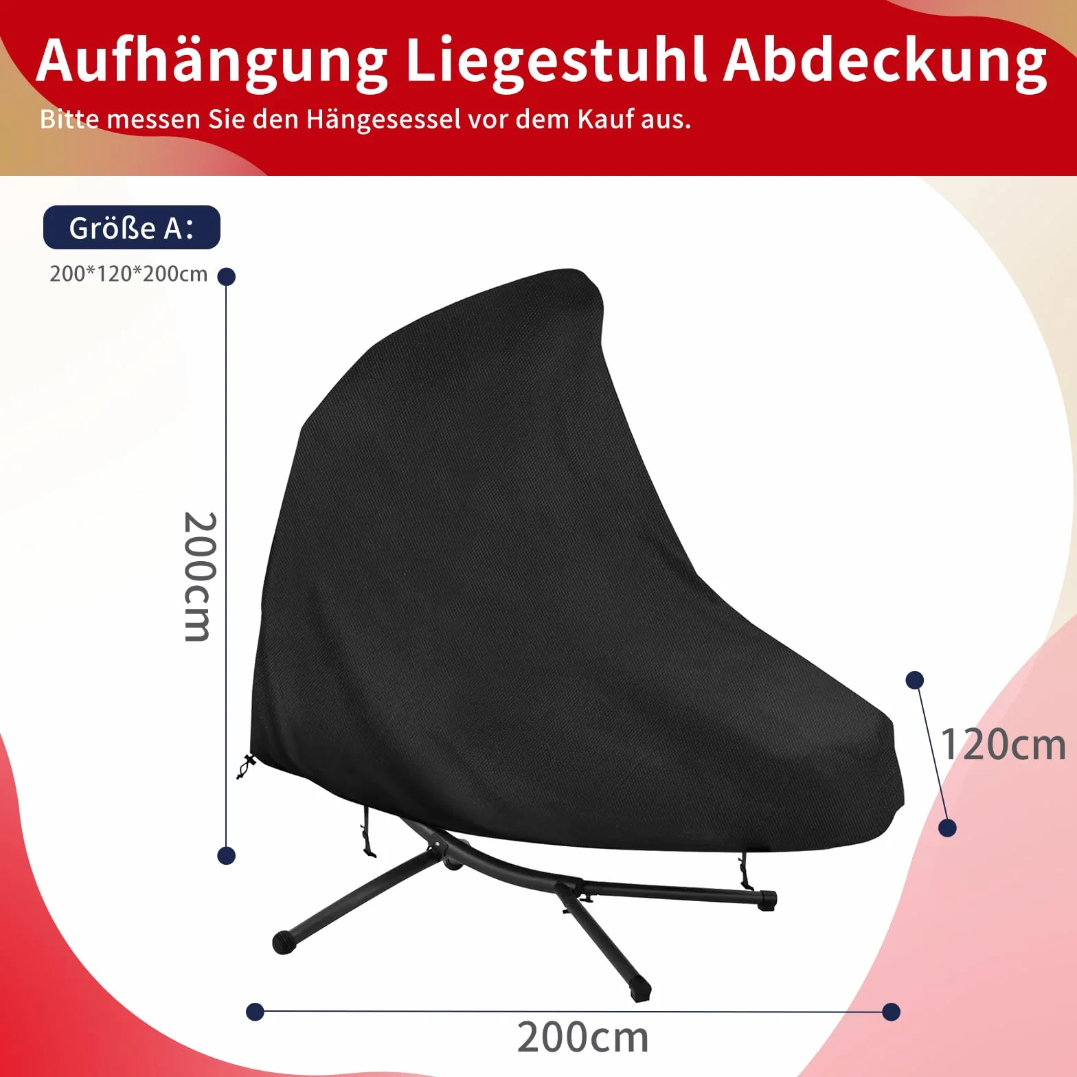Pokrowiec na wiszący leżak Oxford 420D wodoodporny 200x120x200 cm czarny