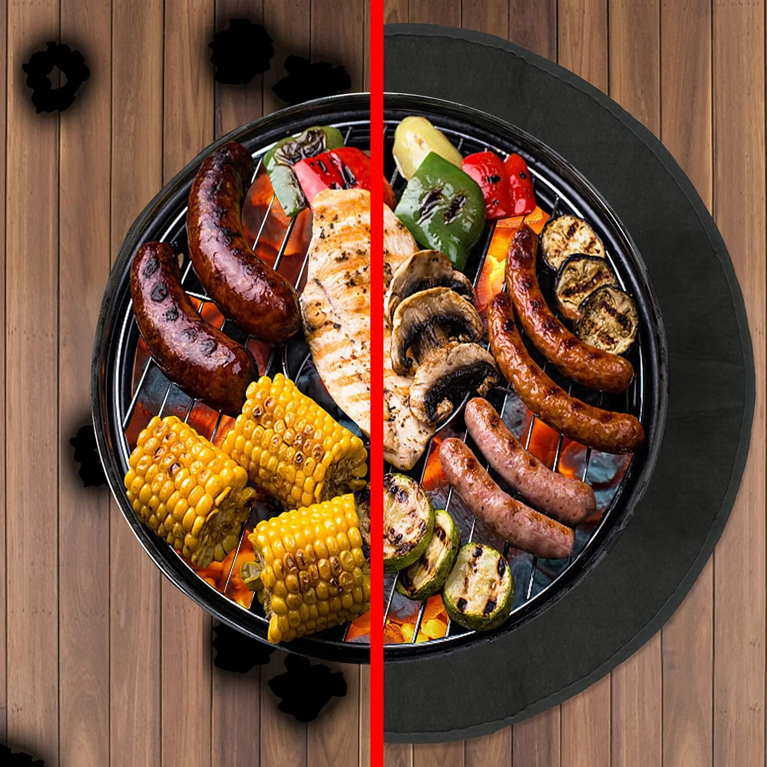 Okrągła mata ogniskowa wielokrotnego użytku, wodoodporna, ognioodporna podkładka do kominka, na zewnątrz, patio, ognisko, mata pod grill, ochrona trawnika, czarna, 76 cm
